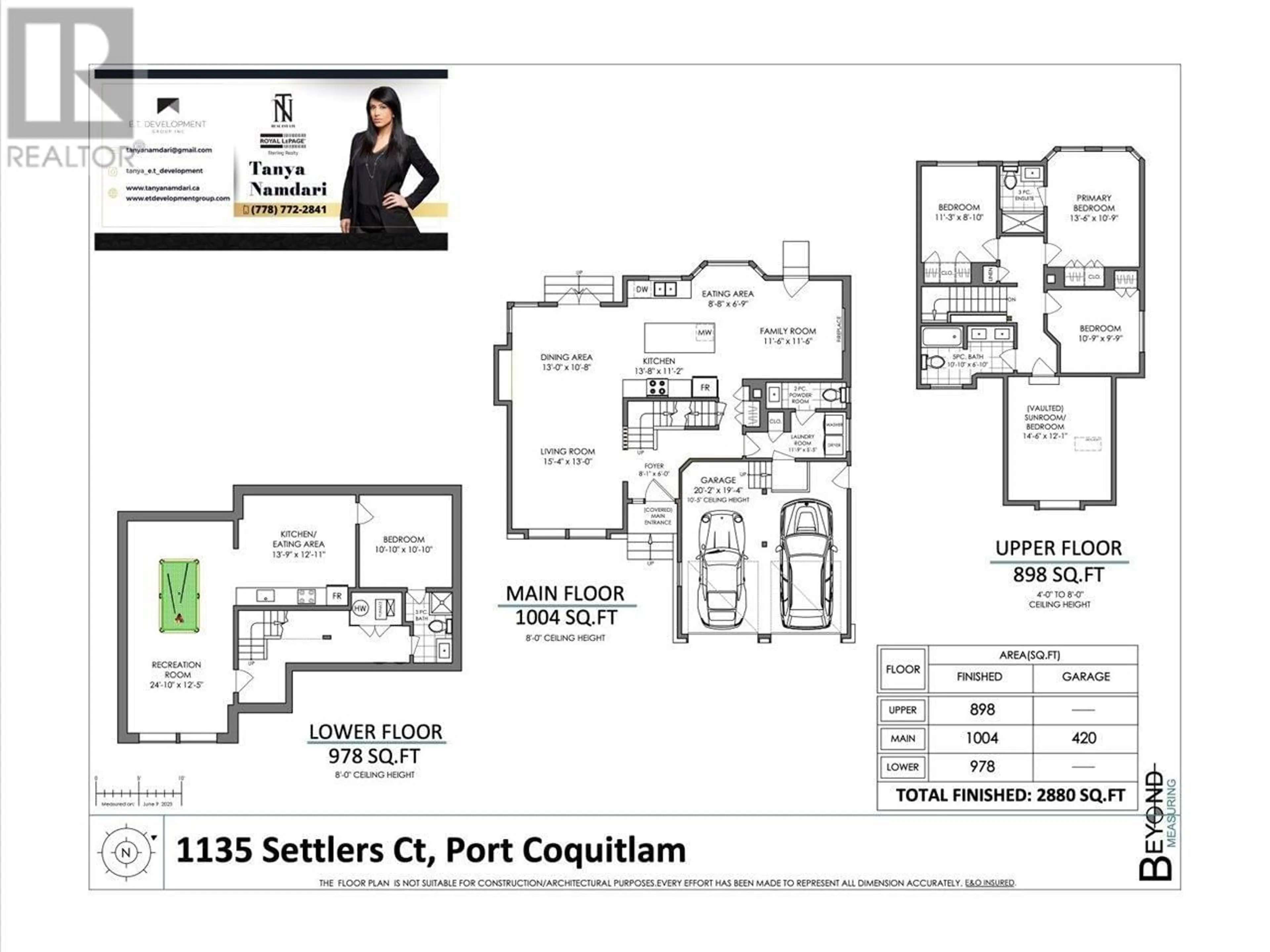 Floor plan for 1135 SETTLERS COURT, Port Coquitlam British Columbia V3C5Y5