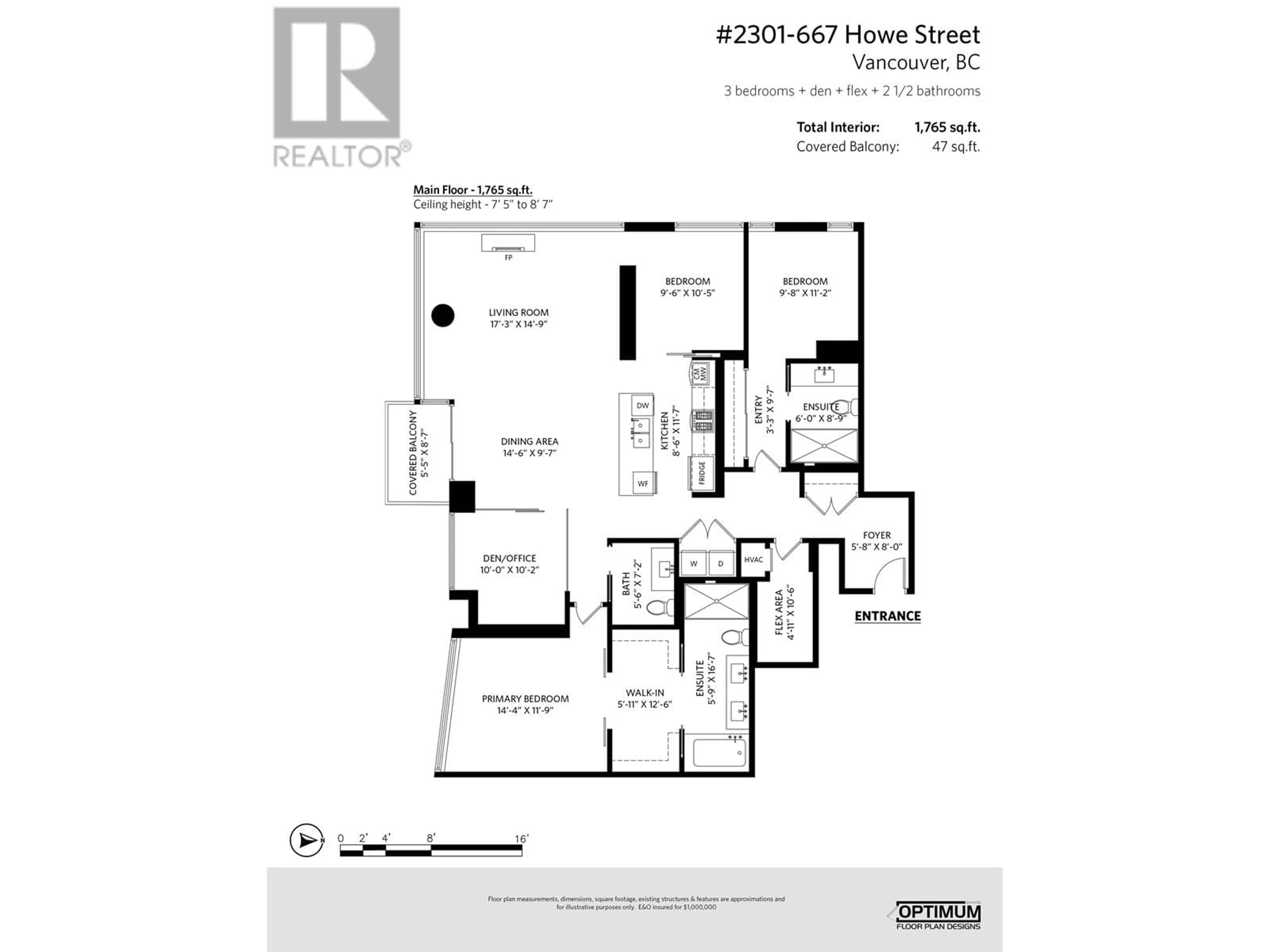 Floor plan for 2301 - 667 HOWE STREET, Vancouver British Columbia V6C0B5