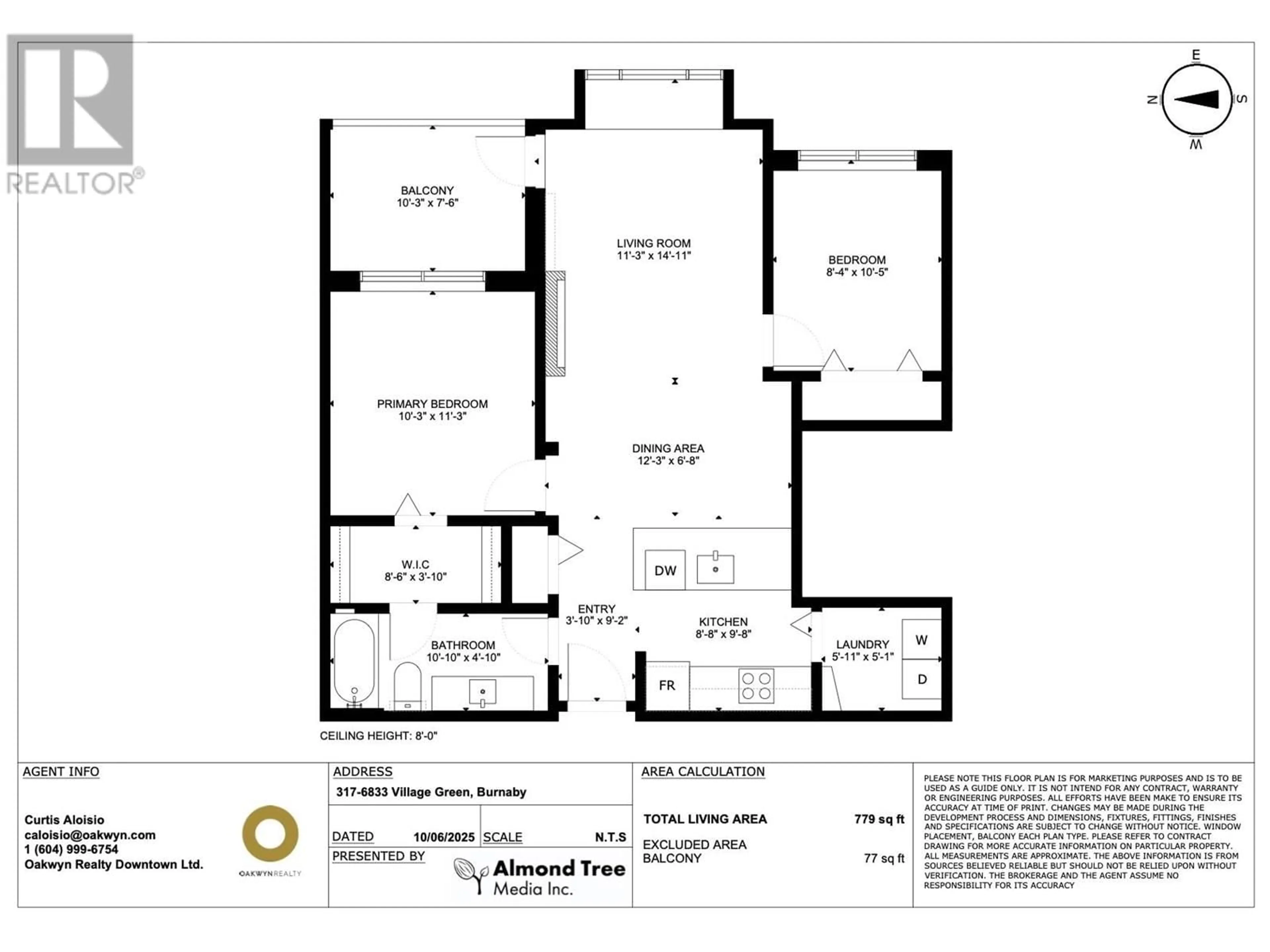 Floor plan for 317 - 6833 VILLAGE, Burnaby British Columbia V5E4M1