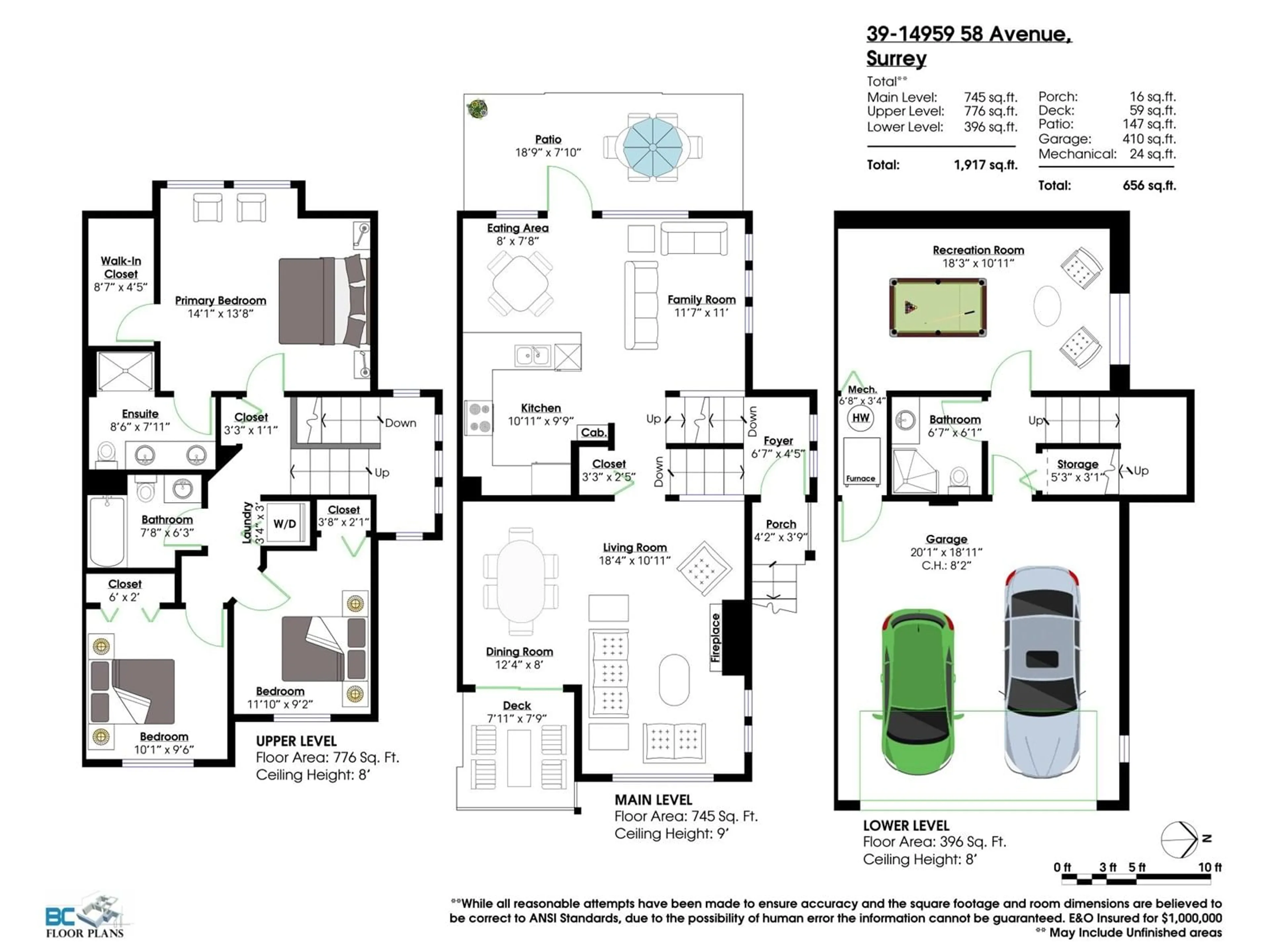 Floor plan for 39 - 14959 58, Surrey British Columbia V3S9Y9