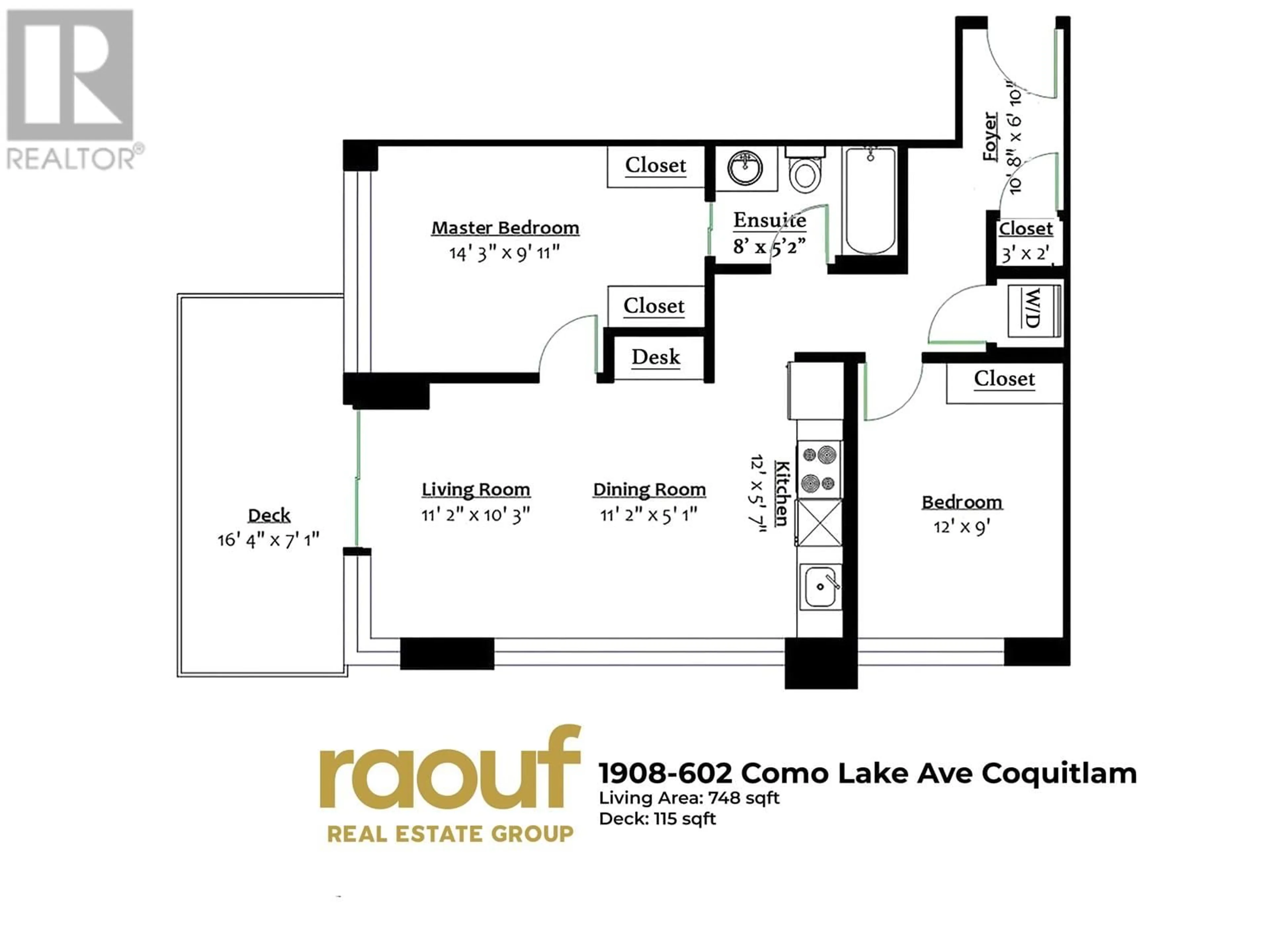 Floor plan for 1908 - 602 COMO LAKE AVENUE, Coquitlam British Columbia V3J0G2