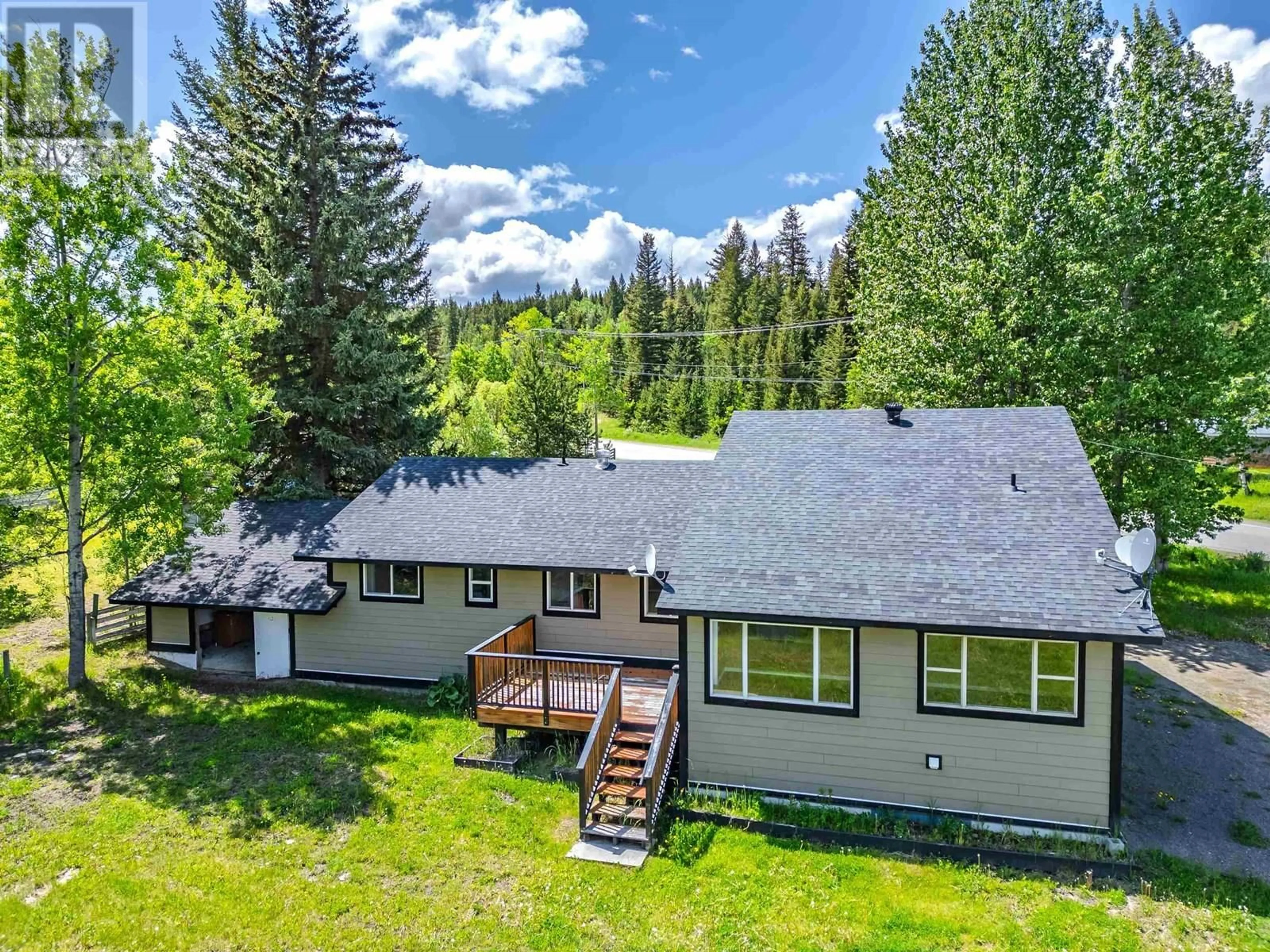 A pic from outside/outdoor area/front of a property/back of a property/a pic from drone, mountain view for 5611 CANIM-HENDRIX LAKE ROAD, 100 Mile House British Columbia V0K1M0