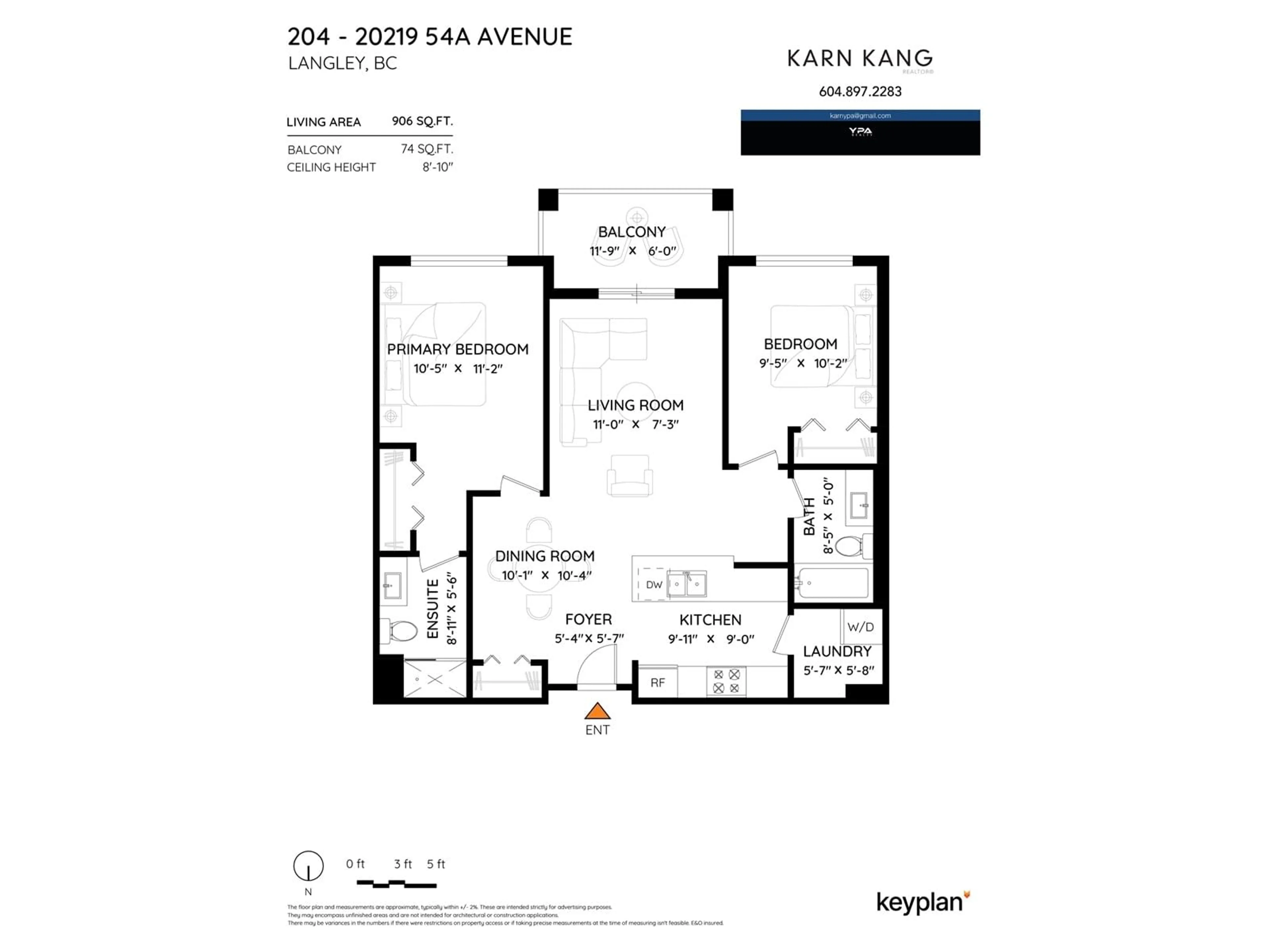 Floor plan for 204 - 20219 54A, Langley British Columbia V3A0C7