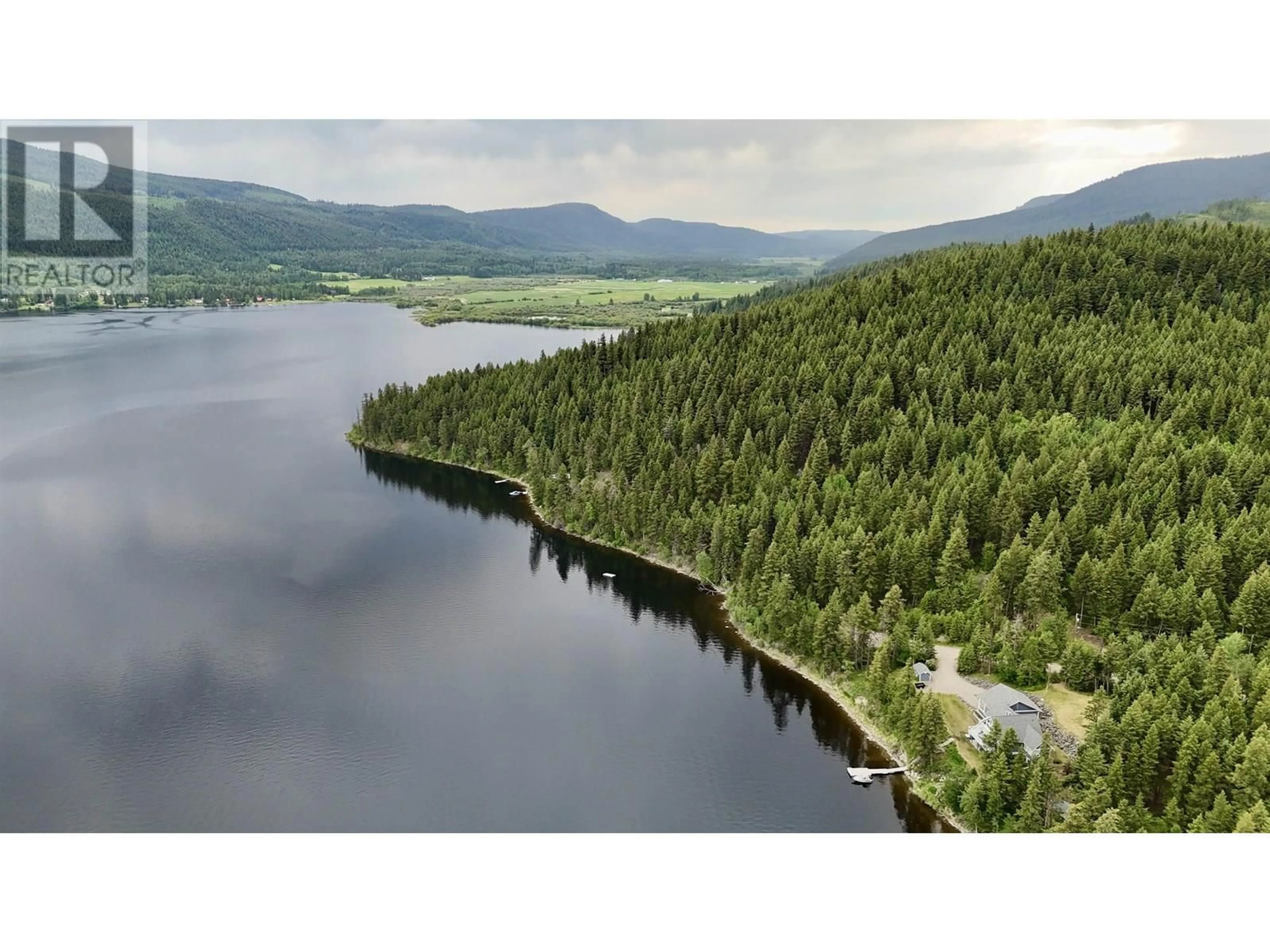 A pic from outside/outdoor area/front of a property/back of a property/a pic from drone, water/lake/river/ocean view for 4296 RAINBOW ROAD, Canim Lake British Columbia V0K1J0
