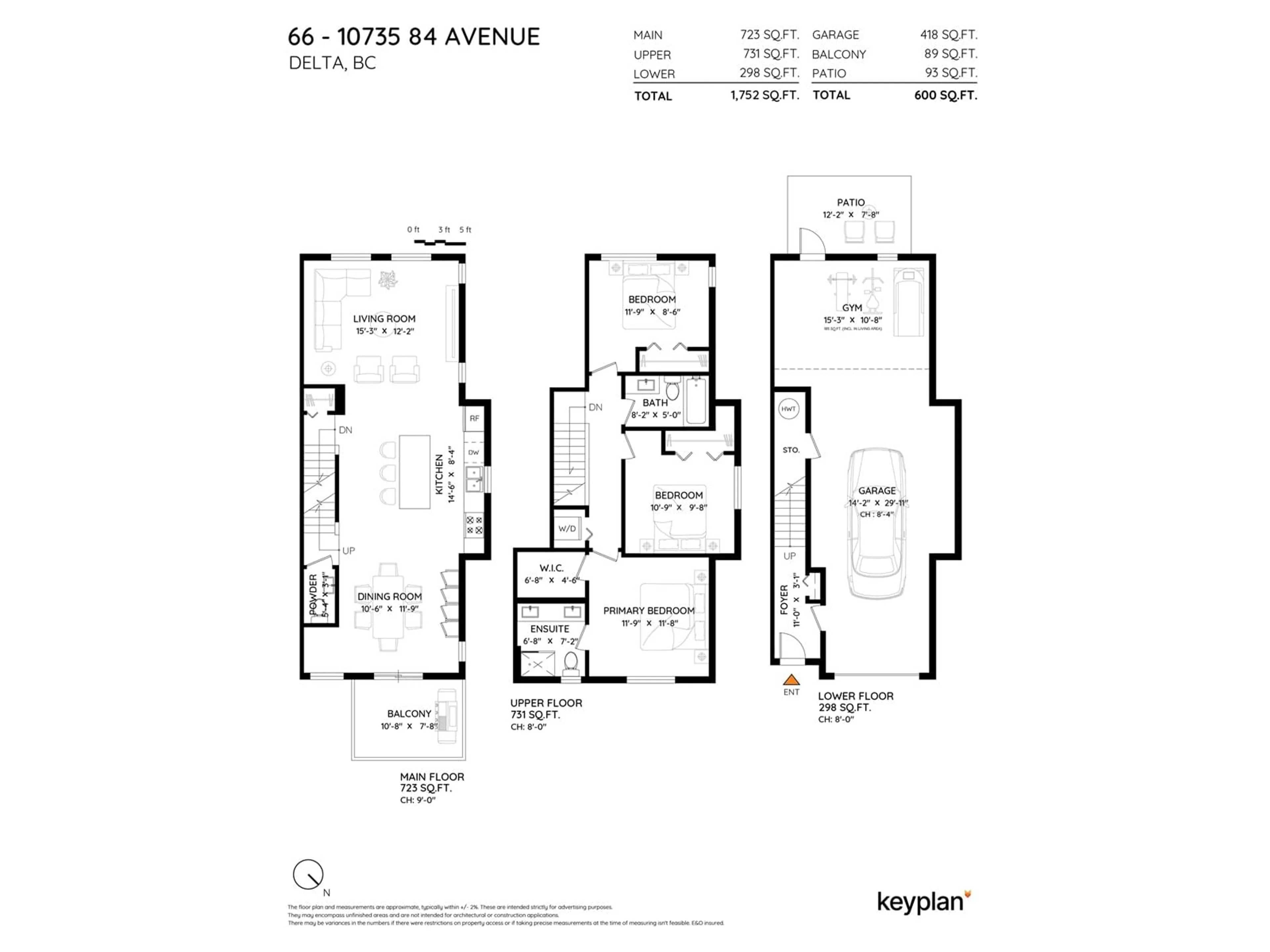 Floor plan for 66 - 10735 84, Delta British Columbia V4C0C7