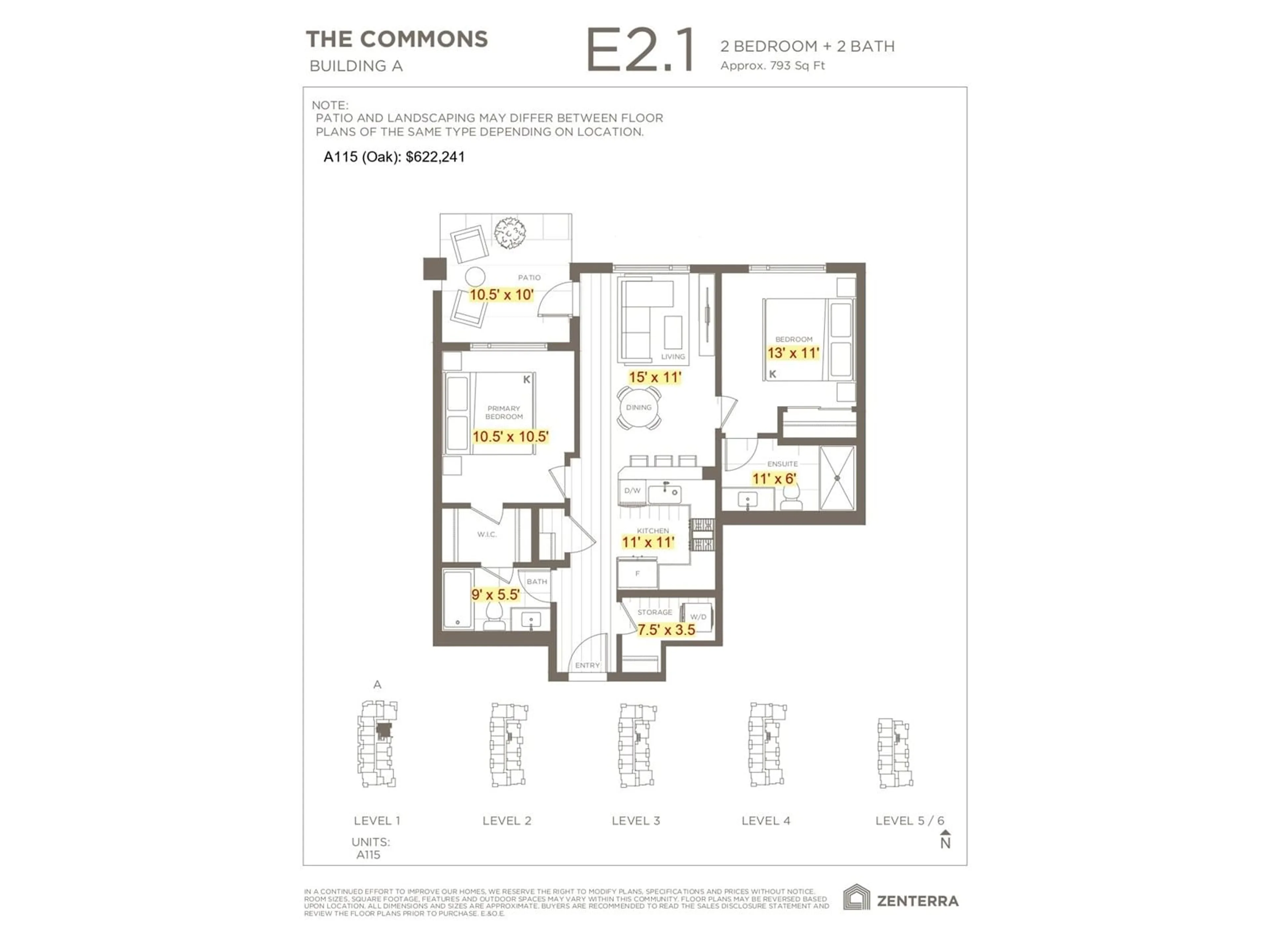 Floor plan for A115 - 8230 208B, Langley British Columbia V2Y2C4