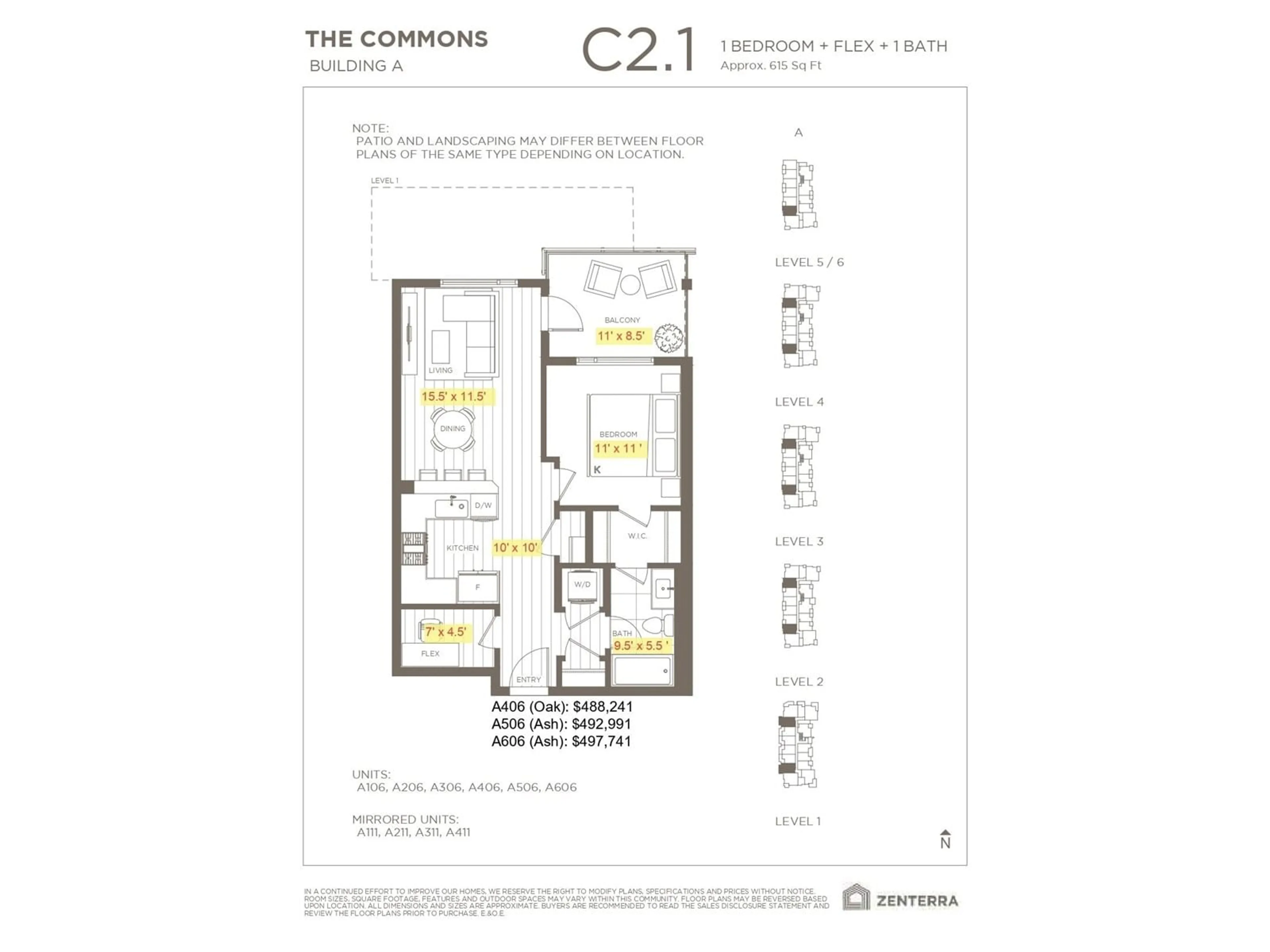Floor plan for A406 - 8230 208B, Langley British Columbia V2Y2C4