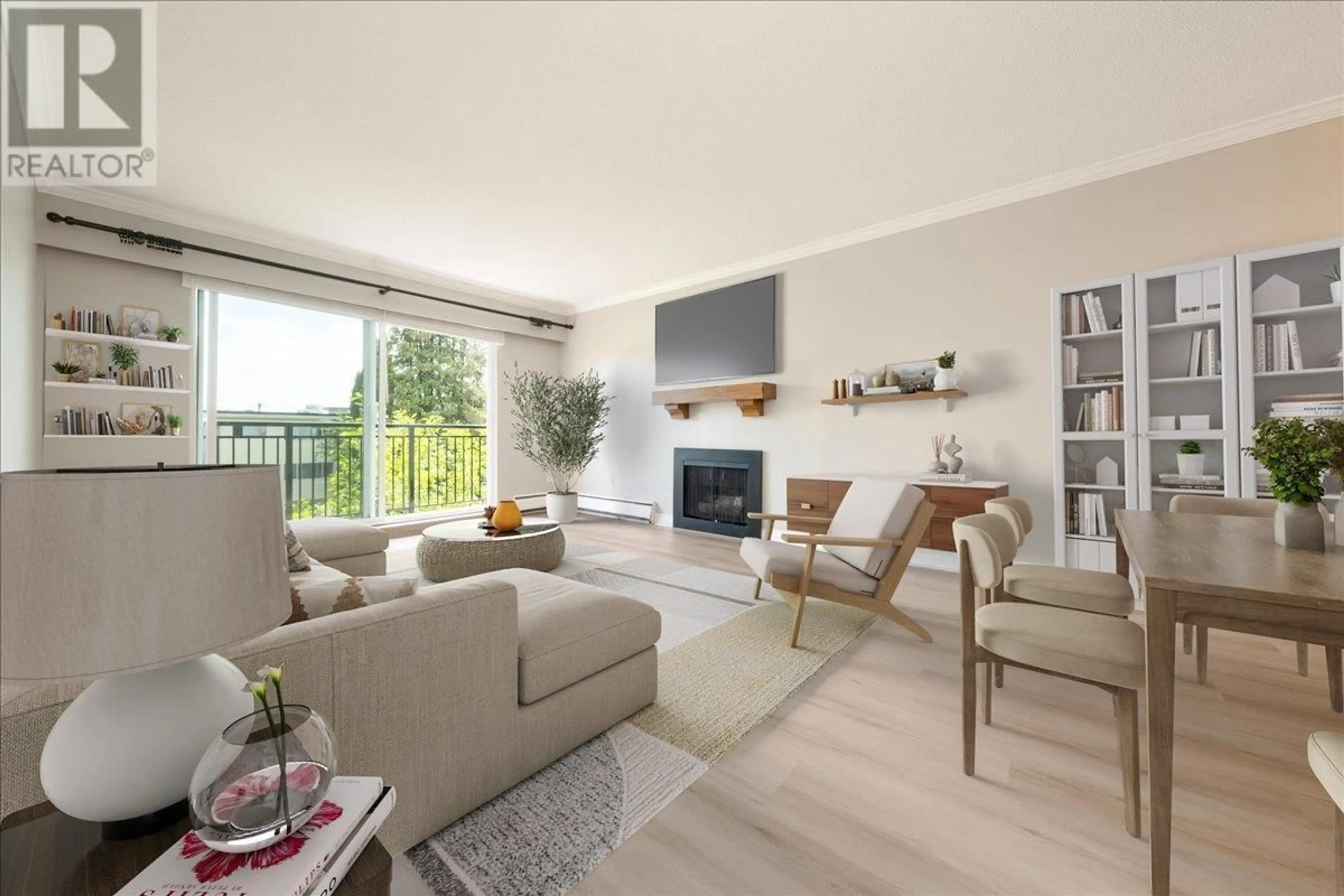 Living room with furniture, wood/laminate floor for 201 - 134 20TH STREET, North Vancouver British Columbia V7M1Y4