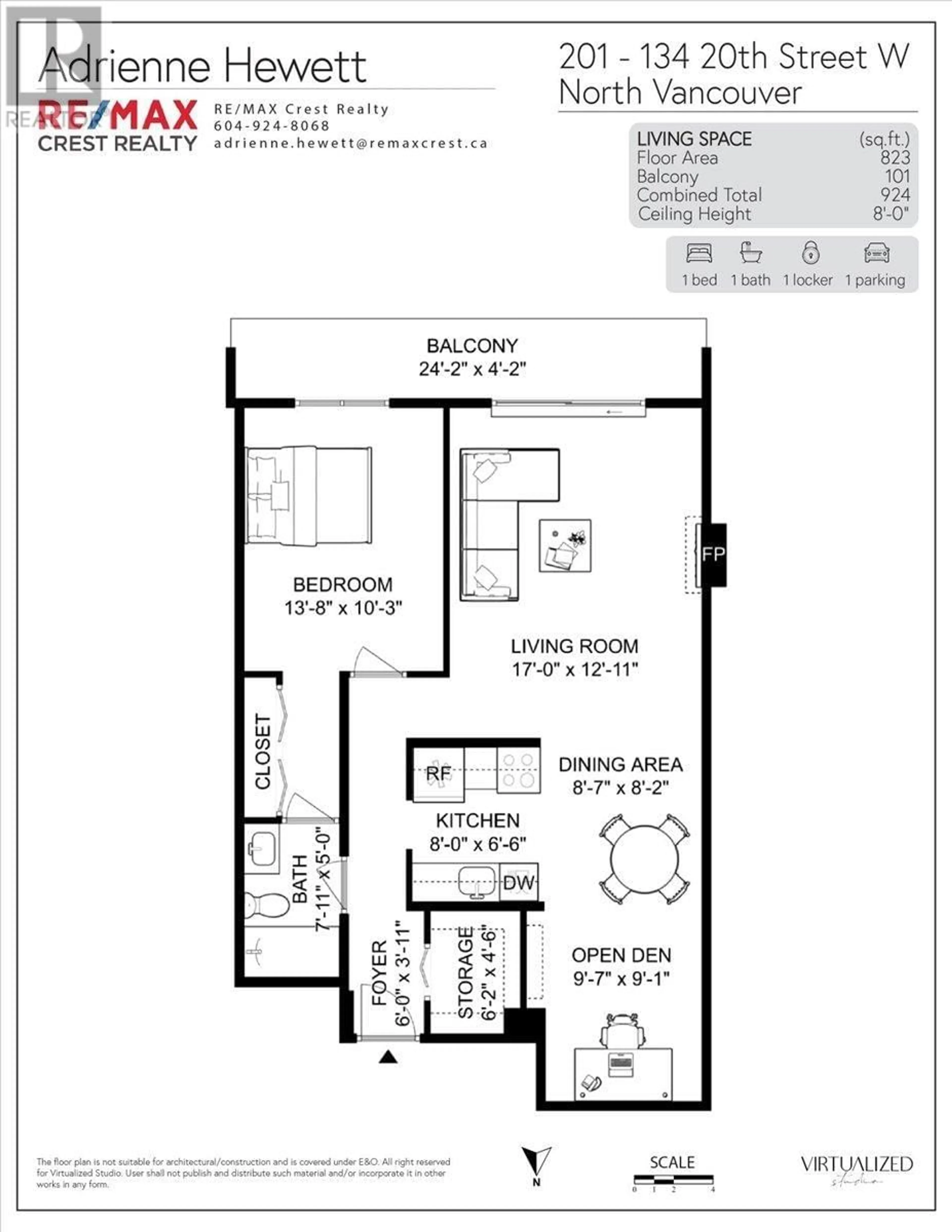 Floor plan for 201 - 134 20TH STREET, North Vancouver British Columbia V7M1Y4