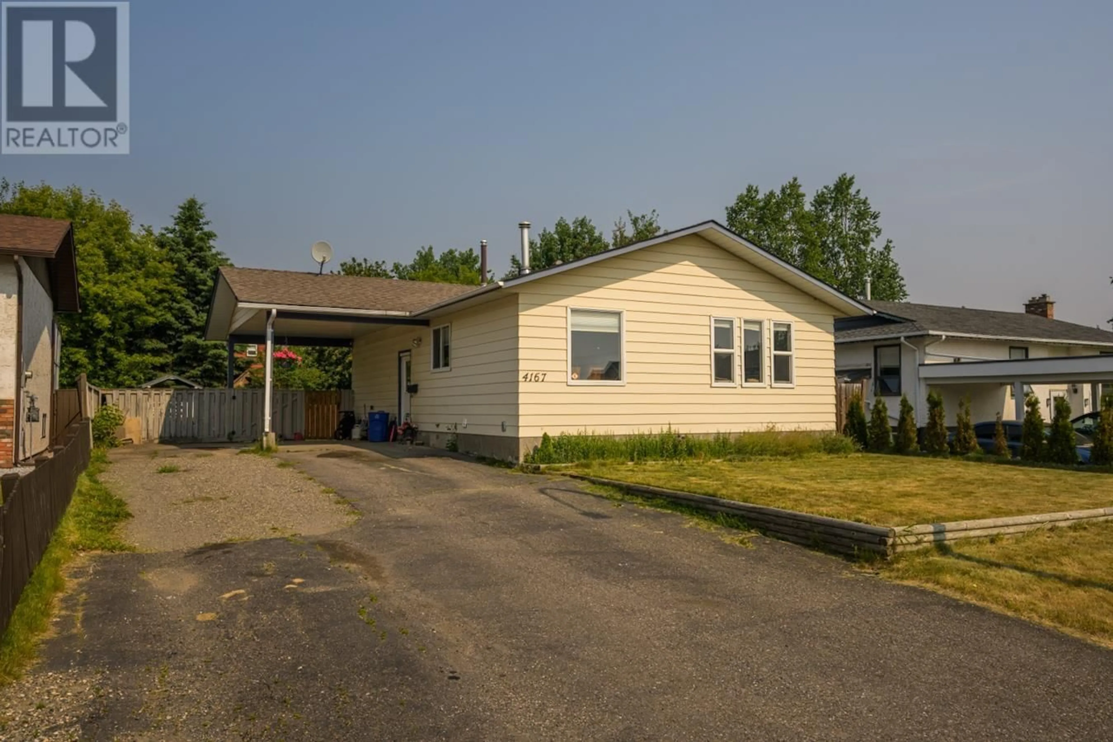 Home with vinyl exterior material, street for 4167 PRUDENTE ROAD, Prince George British Columbia V2N5K3