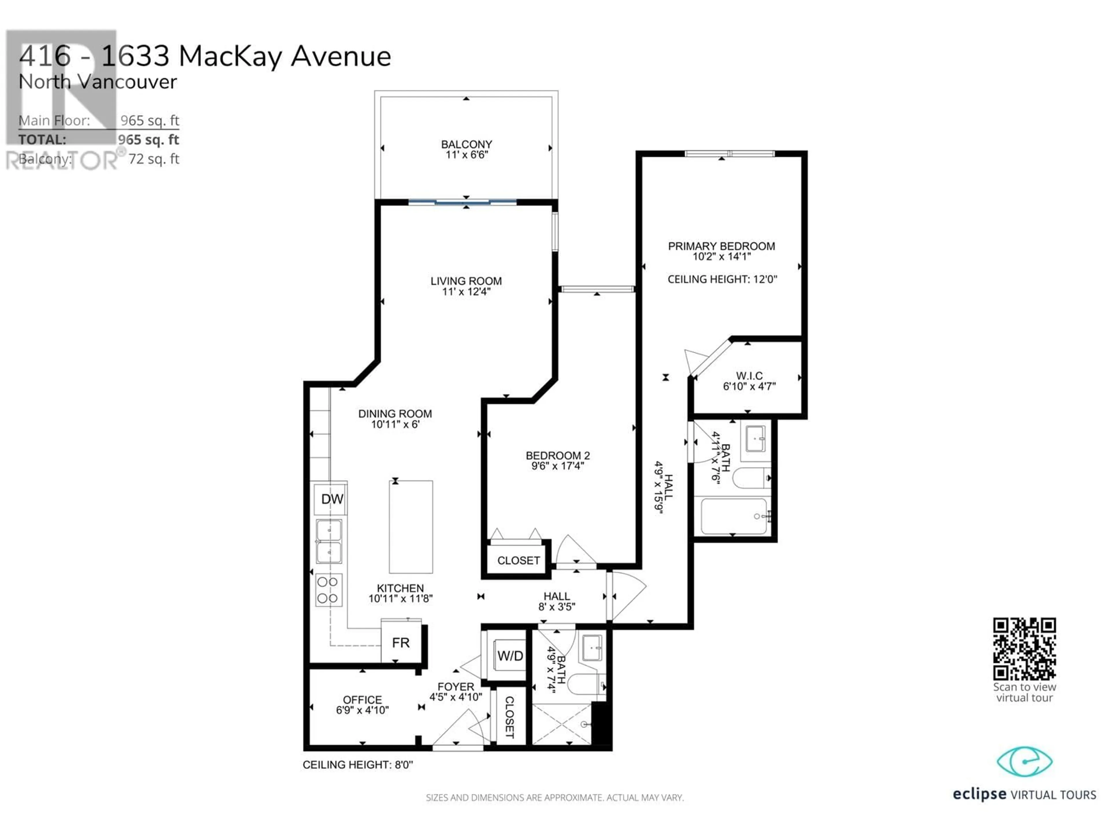 Floor plan for 416 - 1633 MACKAY AVENUE, North Vancouver British Columbia V7P0A2