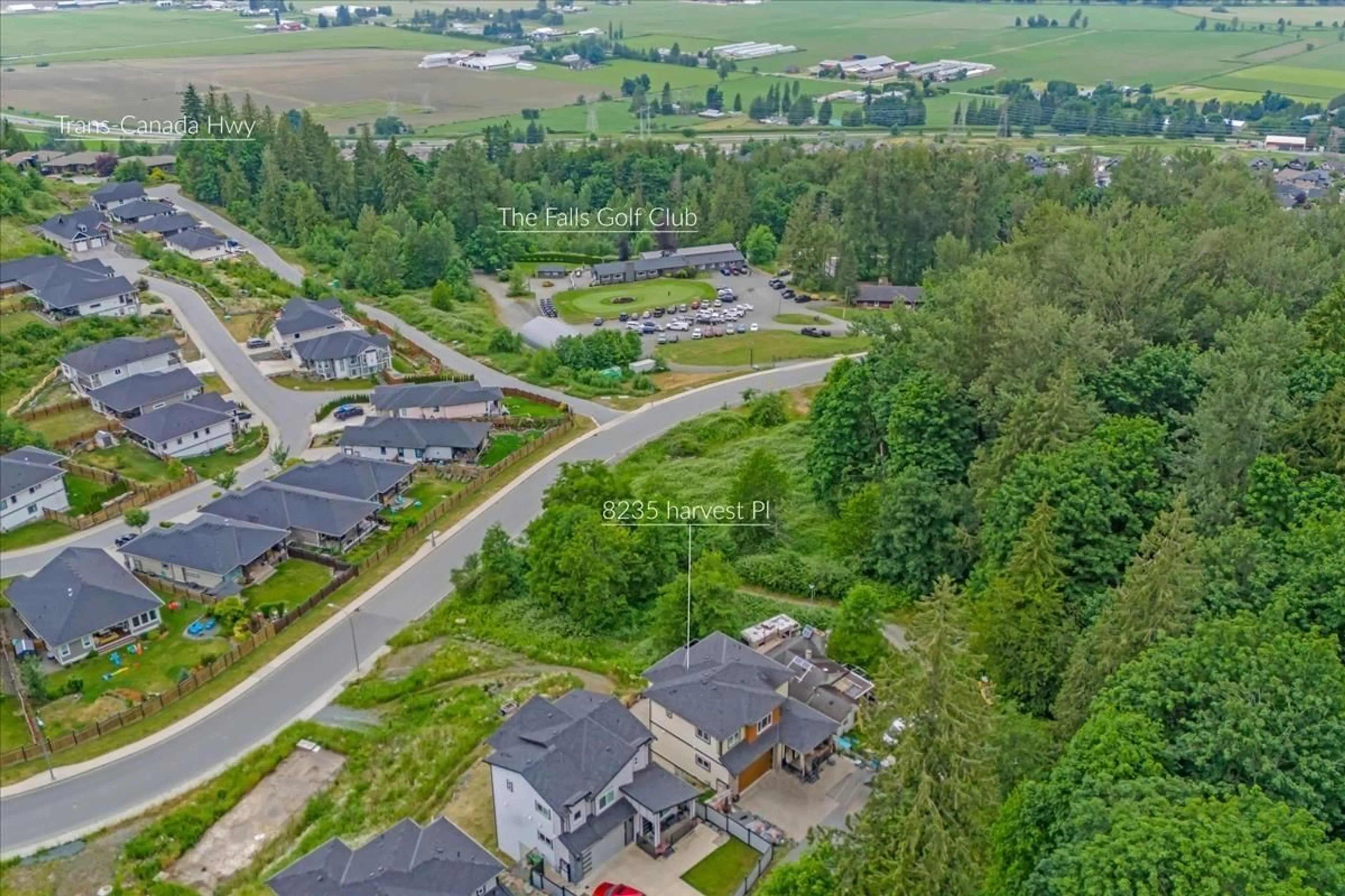 A pic from outside/outdoor area/front of a property/back of a property/a pic from drone, unknown for 8235 HARVEST PLACE, Chilliwack British Columbia V4Z0E4
