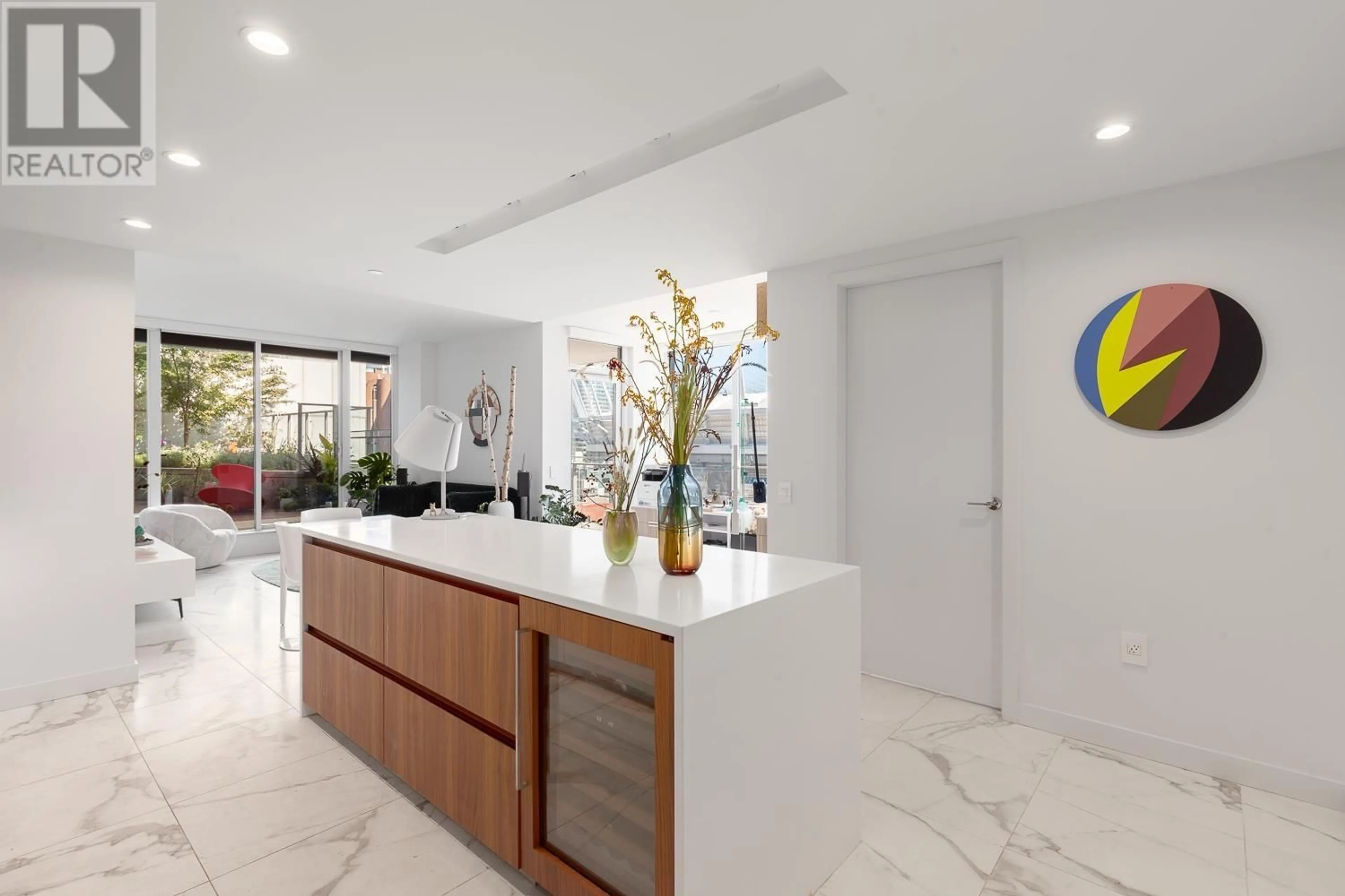 Contemporary kitchen, ceramic/tile floor for 902 - 885 CAMBIE STREET, Vancouver British Columbia V6B0R6