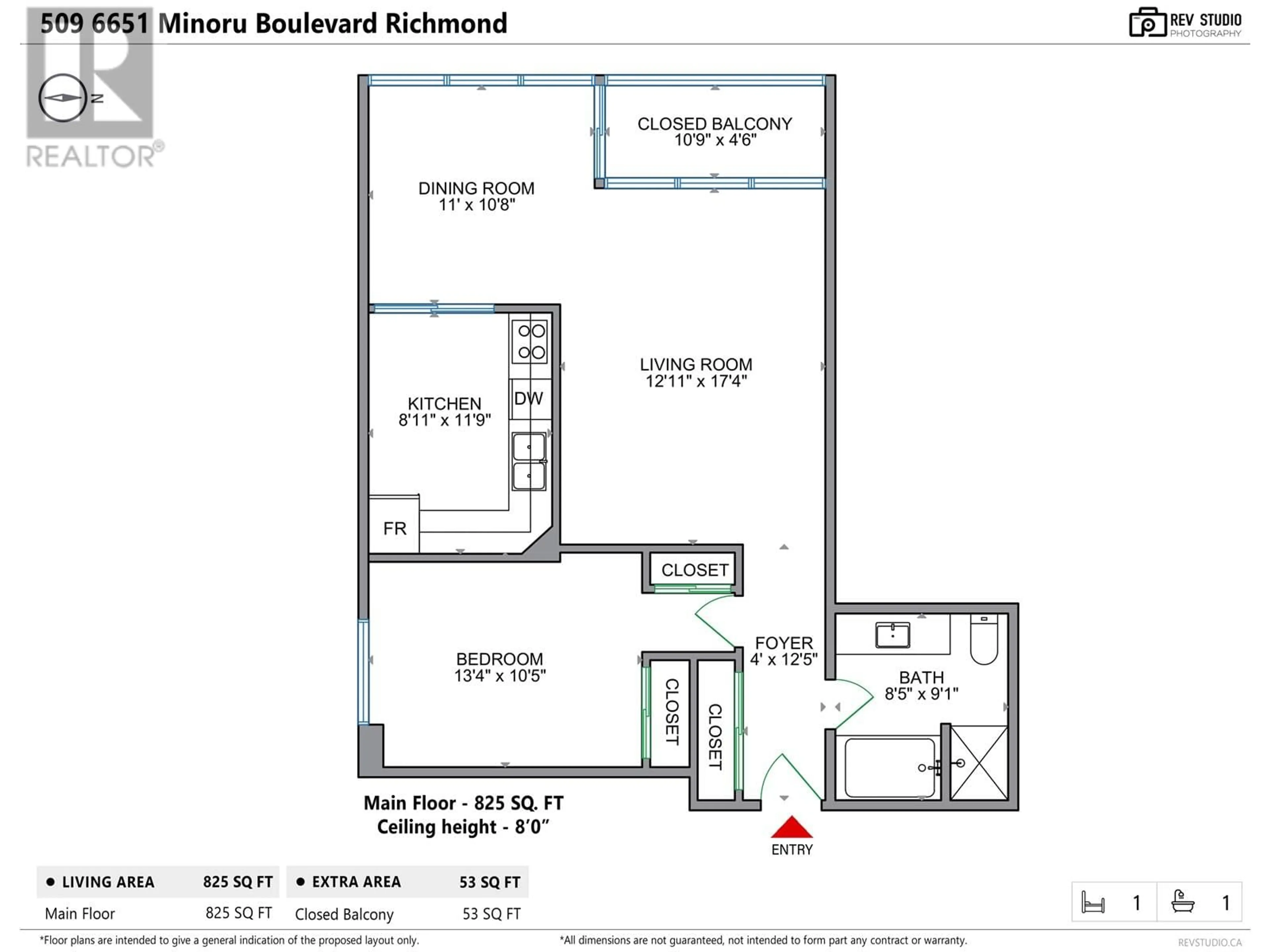 Floor plan for 509 - 6651 MINORU BOULEVARD, Richmond British Columbia V6Y1Z2