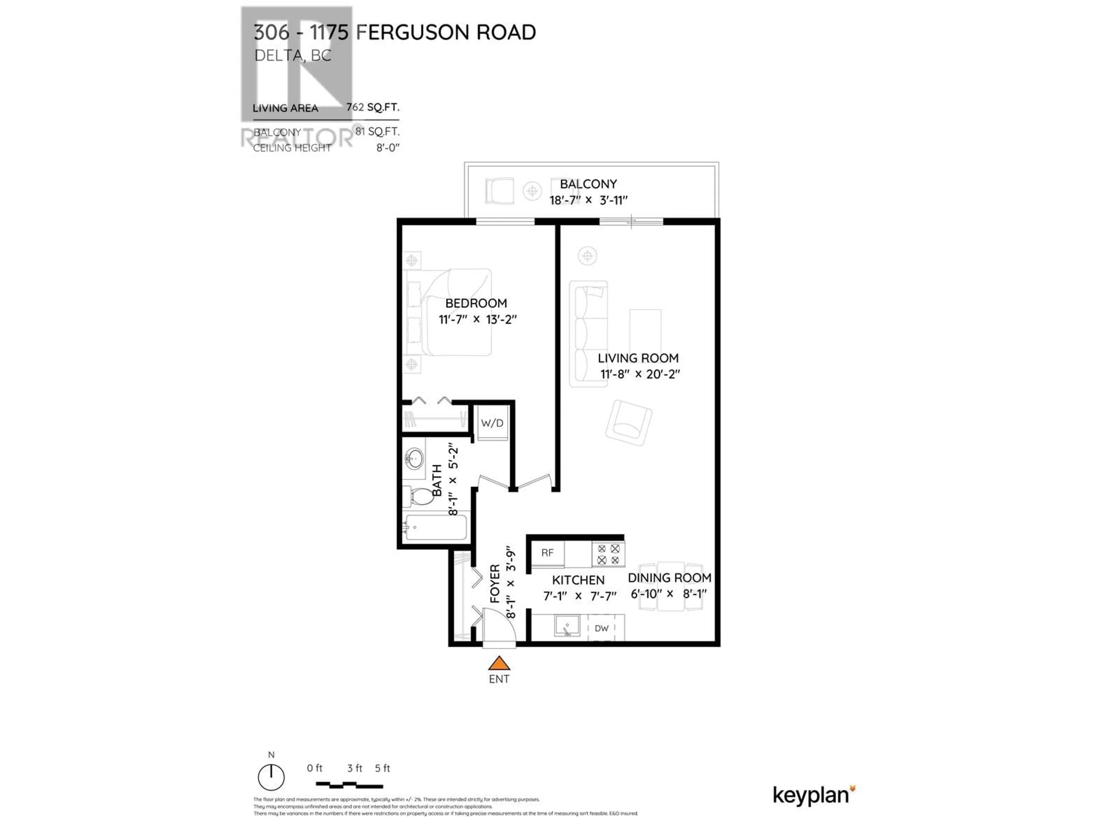 Floor plan for 306 - 1175 FERGUSON ROAD, Delta British Columbia V4L1X2