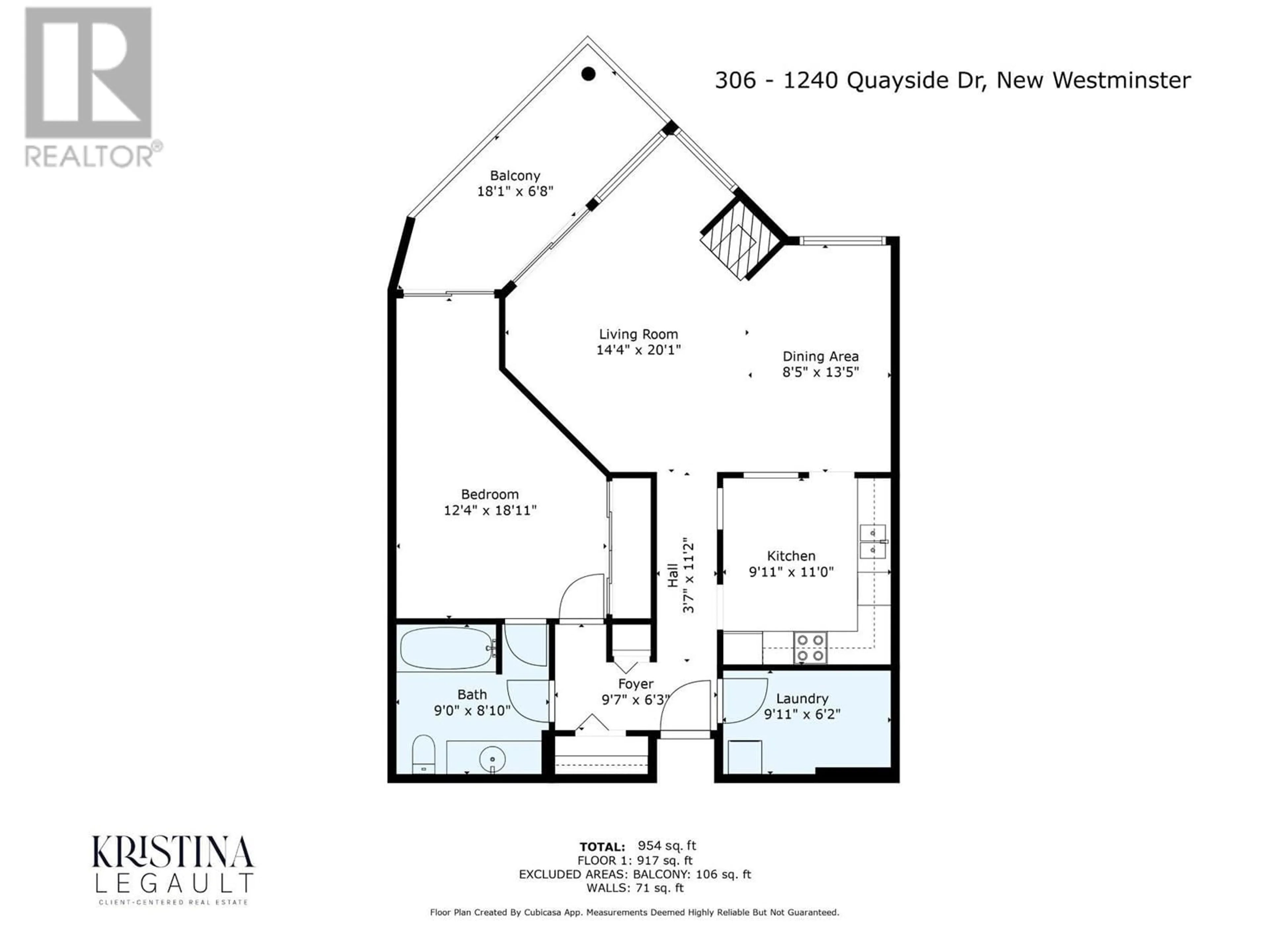 Floor plan for 306 - 1240 QUAYSIDE DRIVE, New Westminster British Columbia V3M6H1