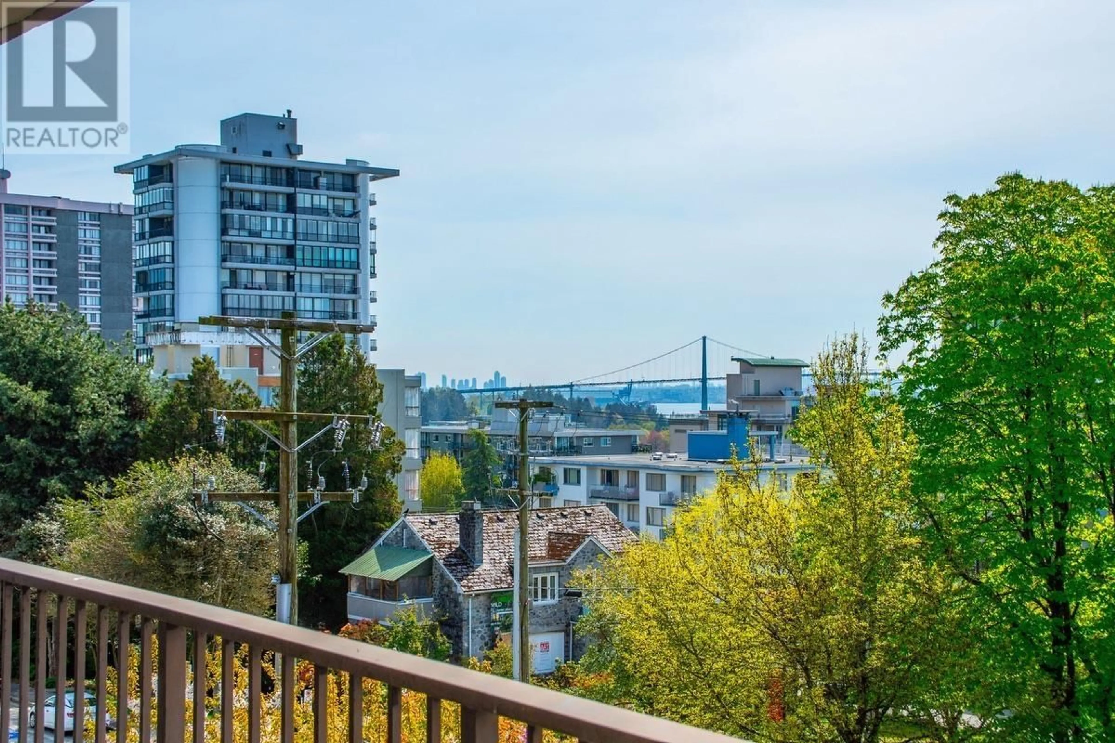 Balcony in the apartment, city buildings view from balcony for 401 - 747 17TH STREET, West Vancouver British Columbia V7V3T4