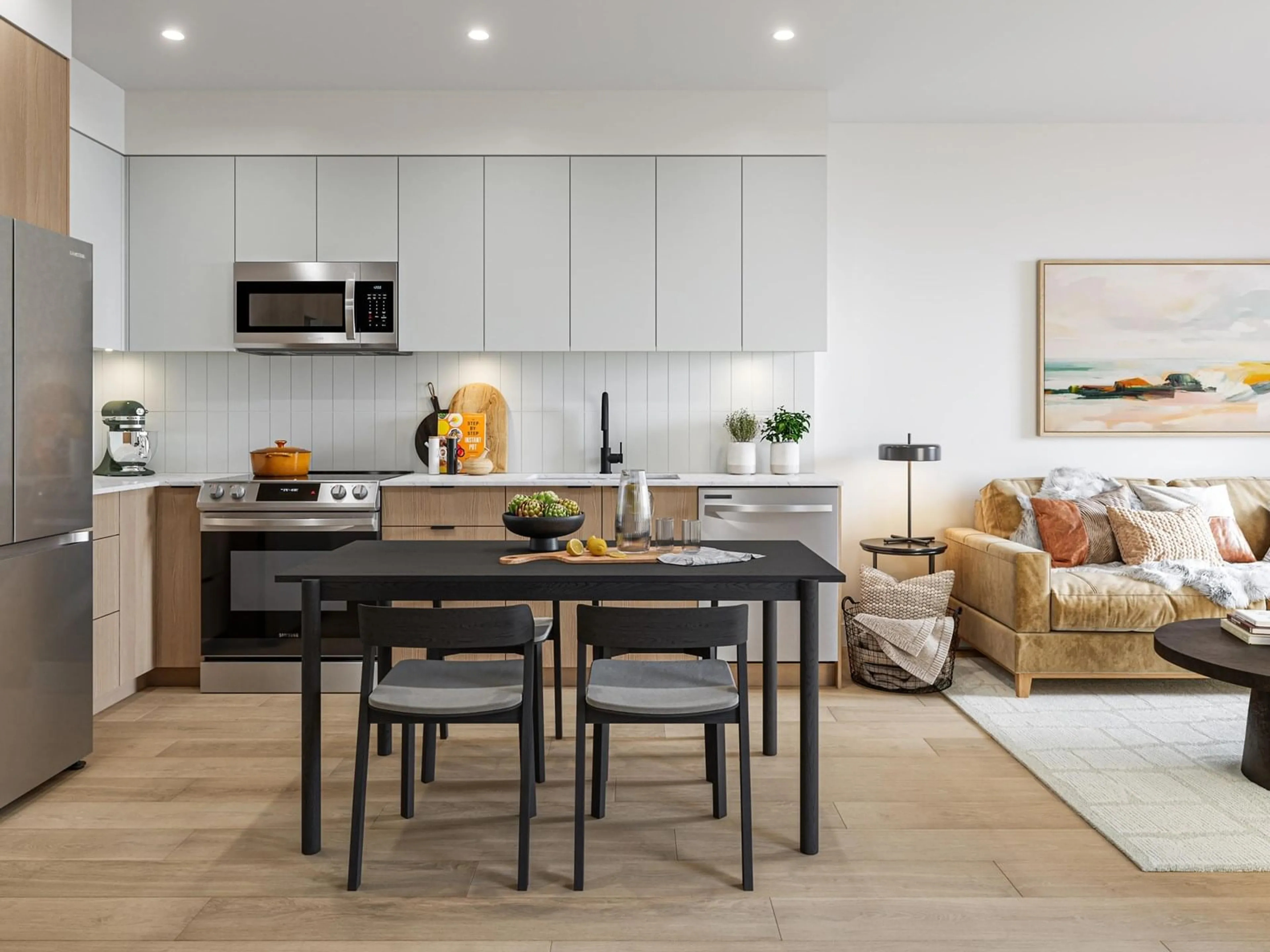 Open concept kitchen, wood/laminate floor for B309 - 5360 204TH, Langley British Columbia V0V0V0