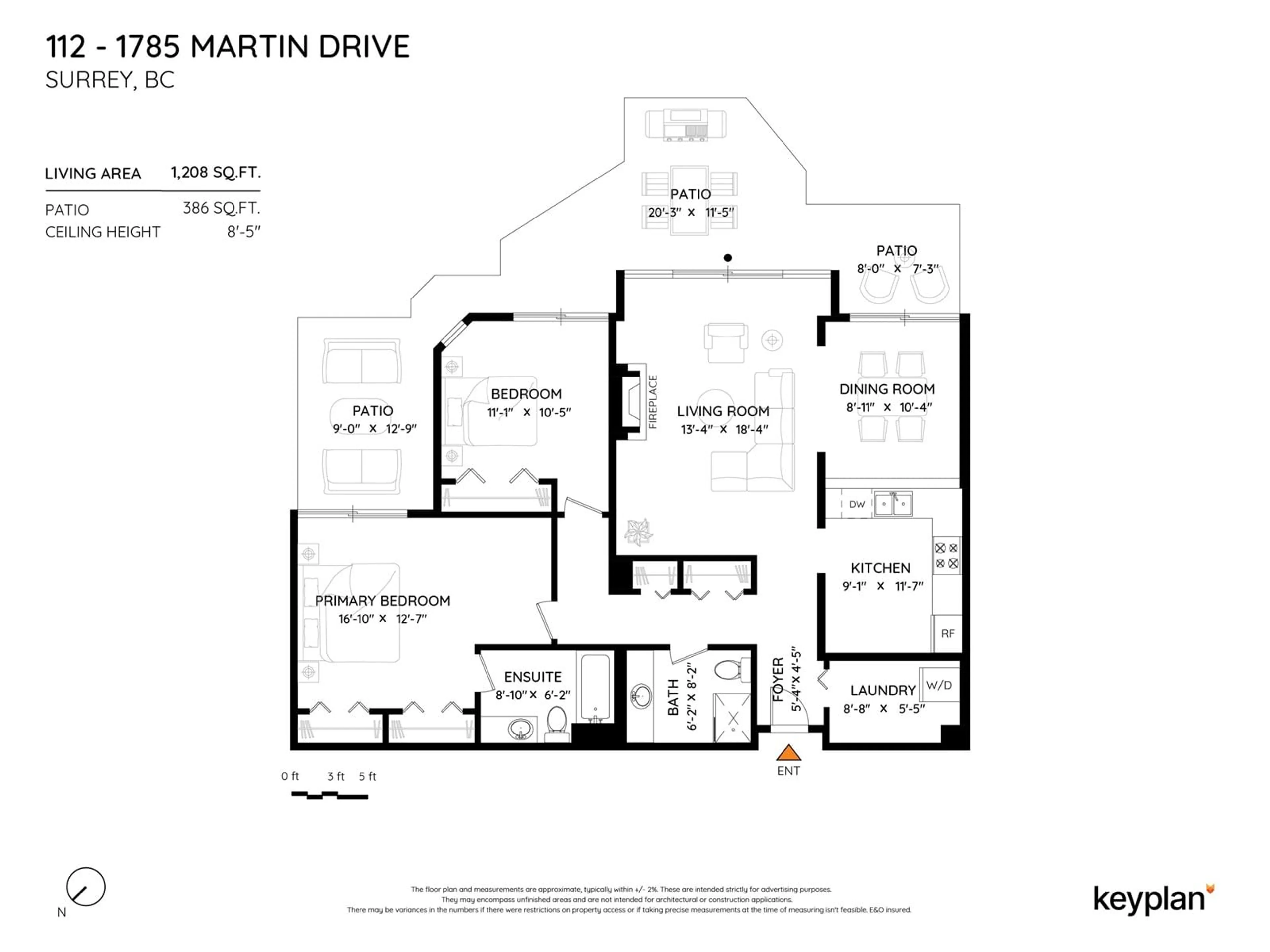 Floor plan for 112 - 1785 MARTIN, Surrey British Columbia V4A9T5