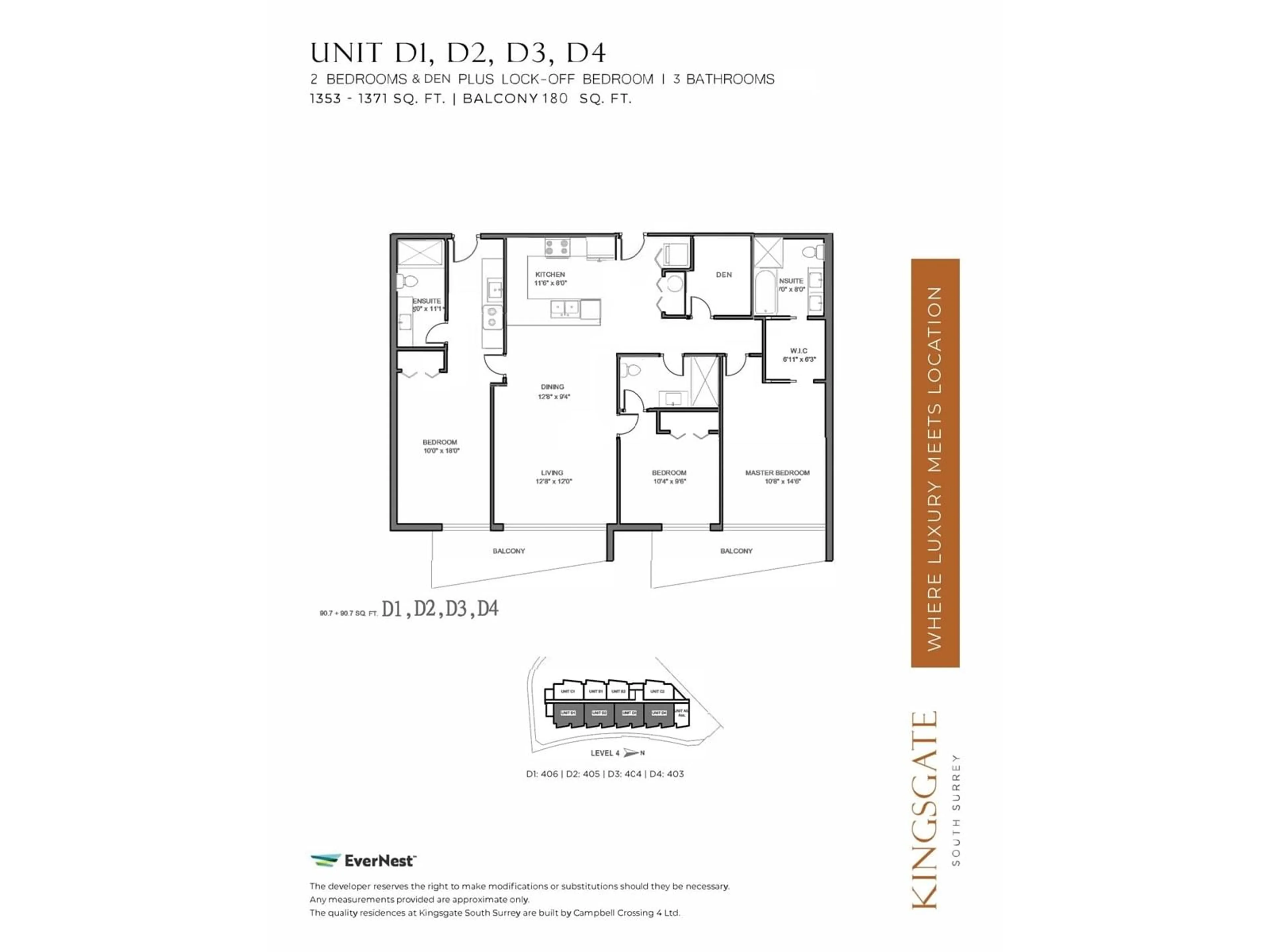 Floor plan for 406 - 2233 156, Surrey British Columbia V4A4V3