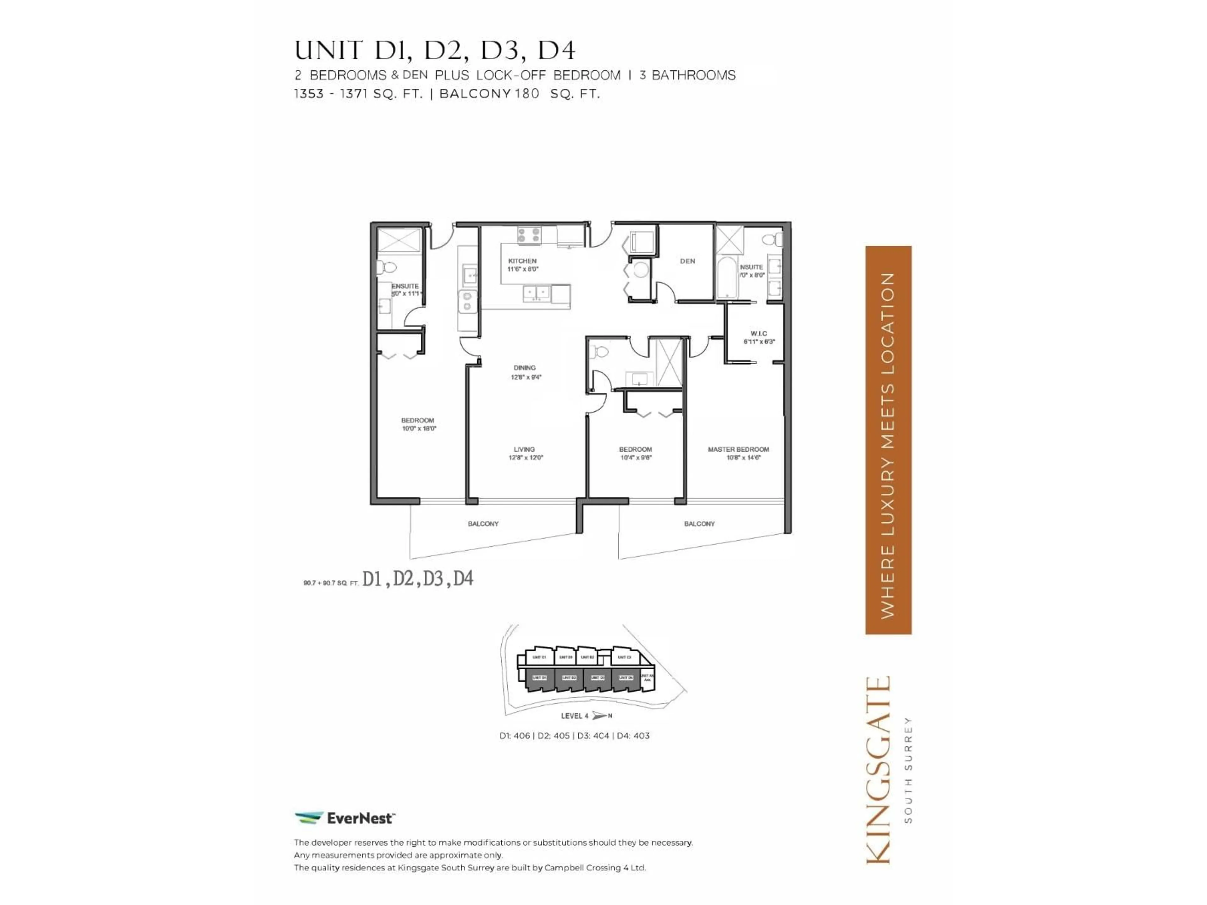 Floor plan for 406 - 2233 156, Surrey British Columbia V4A4V3