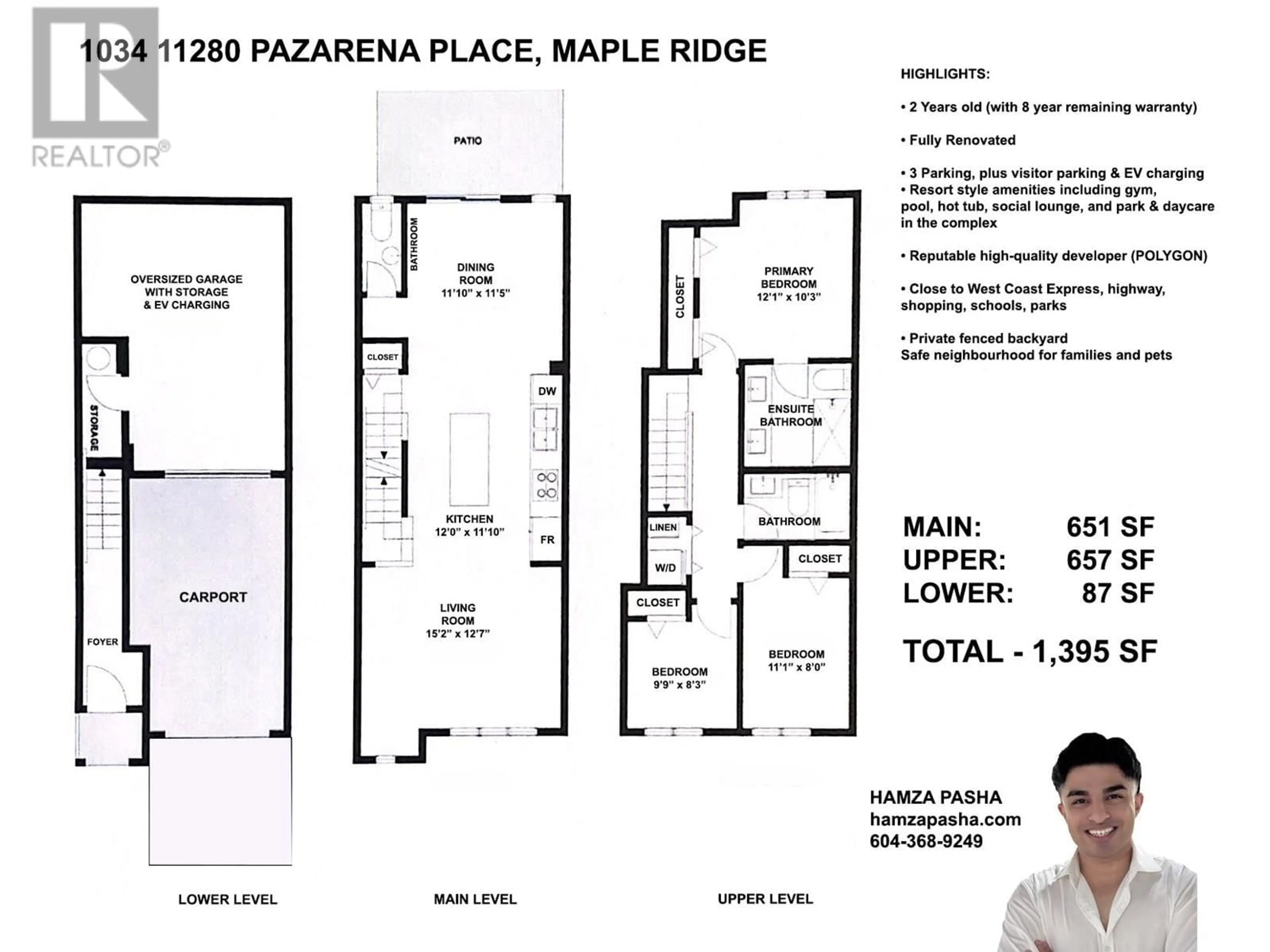Floor plan for 1034 - 11280 PAZARENA PLACE, Maple Ridge British Columbia V2X9H8