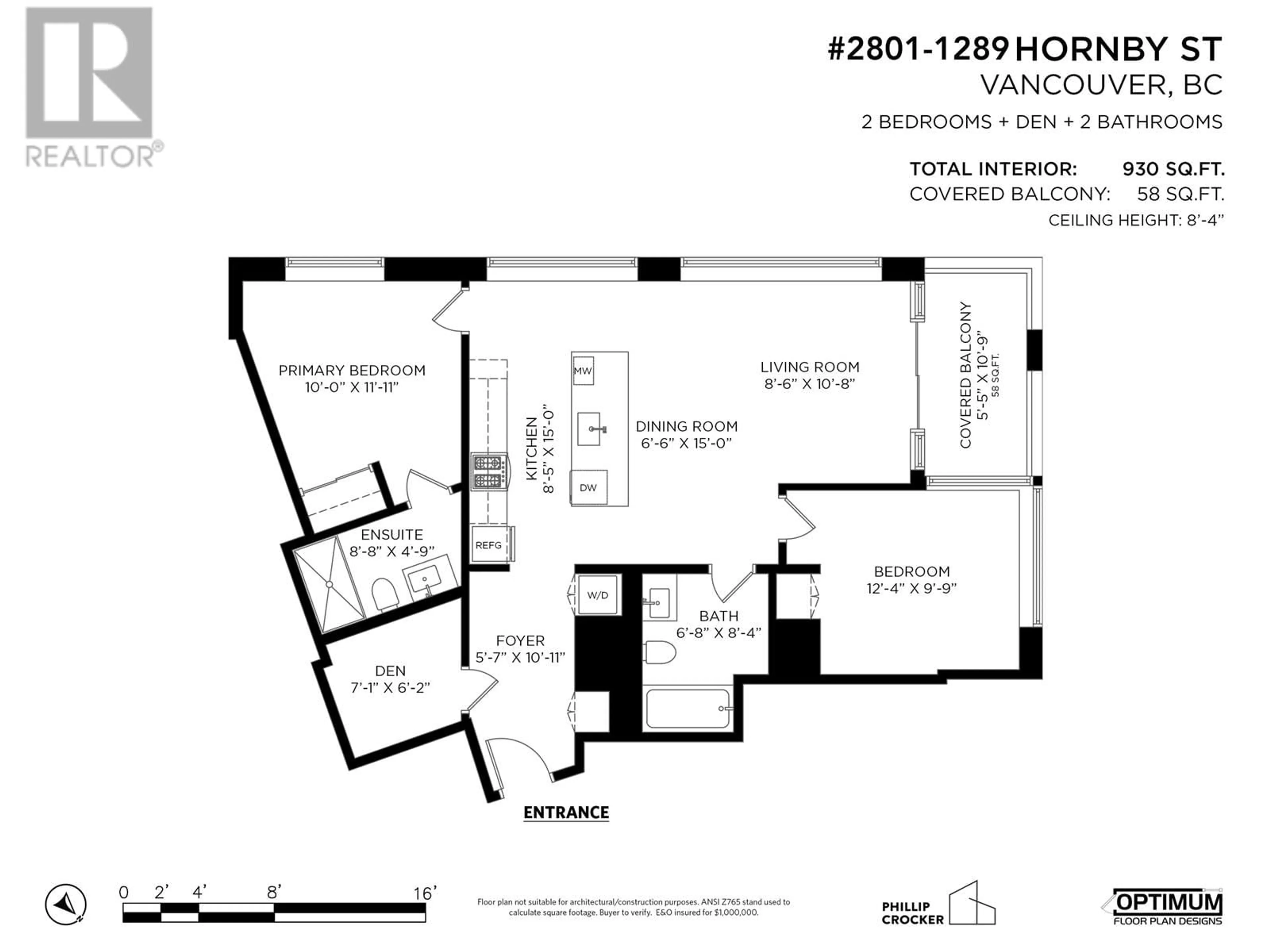 Floor plan for 2801 - 1289 HORNBY STREET, Vancouver British Columbia V6Z0G7