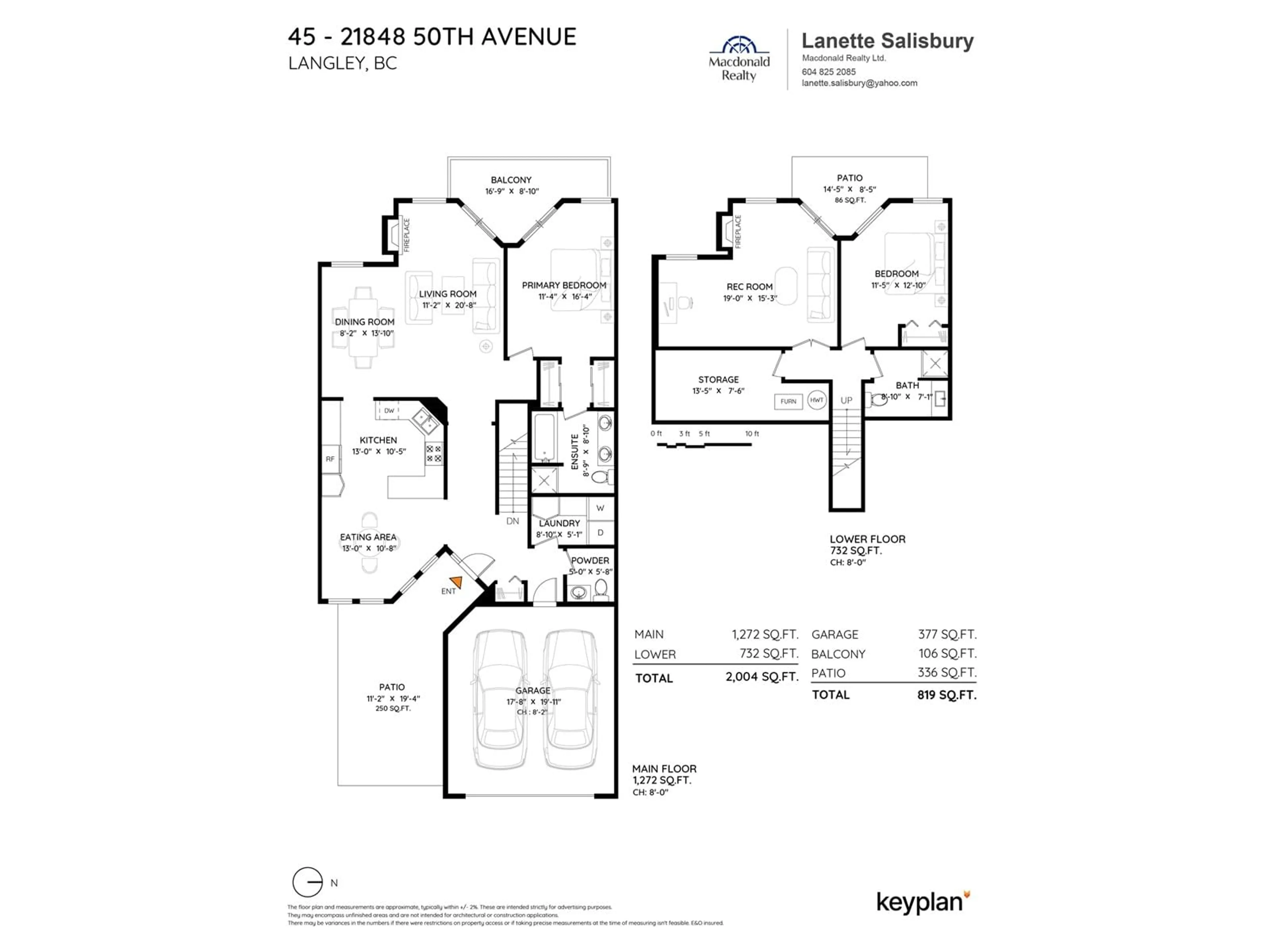 Floor plan for 45 - 21848 50TH, Langley British Columbia V3A8A9