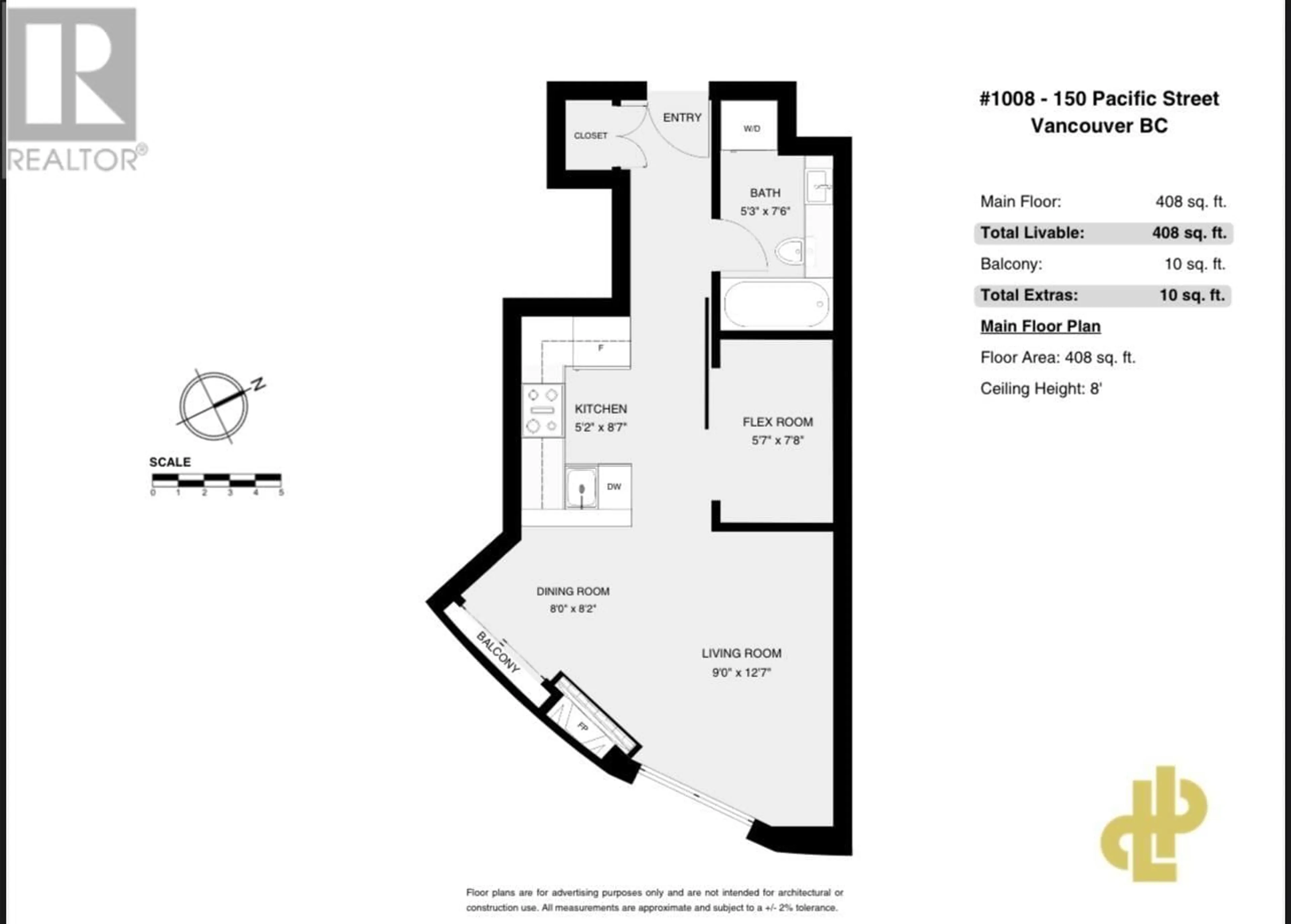 Floor plan for 1008 - 501 PACIFIC STREET, Vancouver British Columbia V6Z2X6