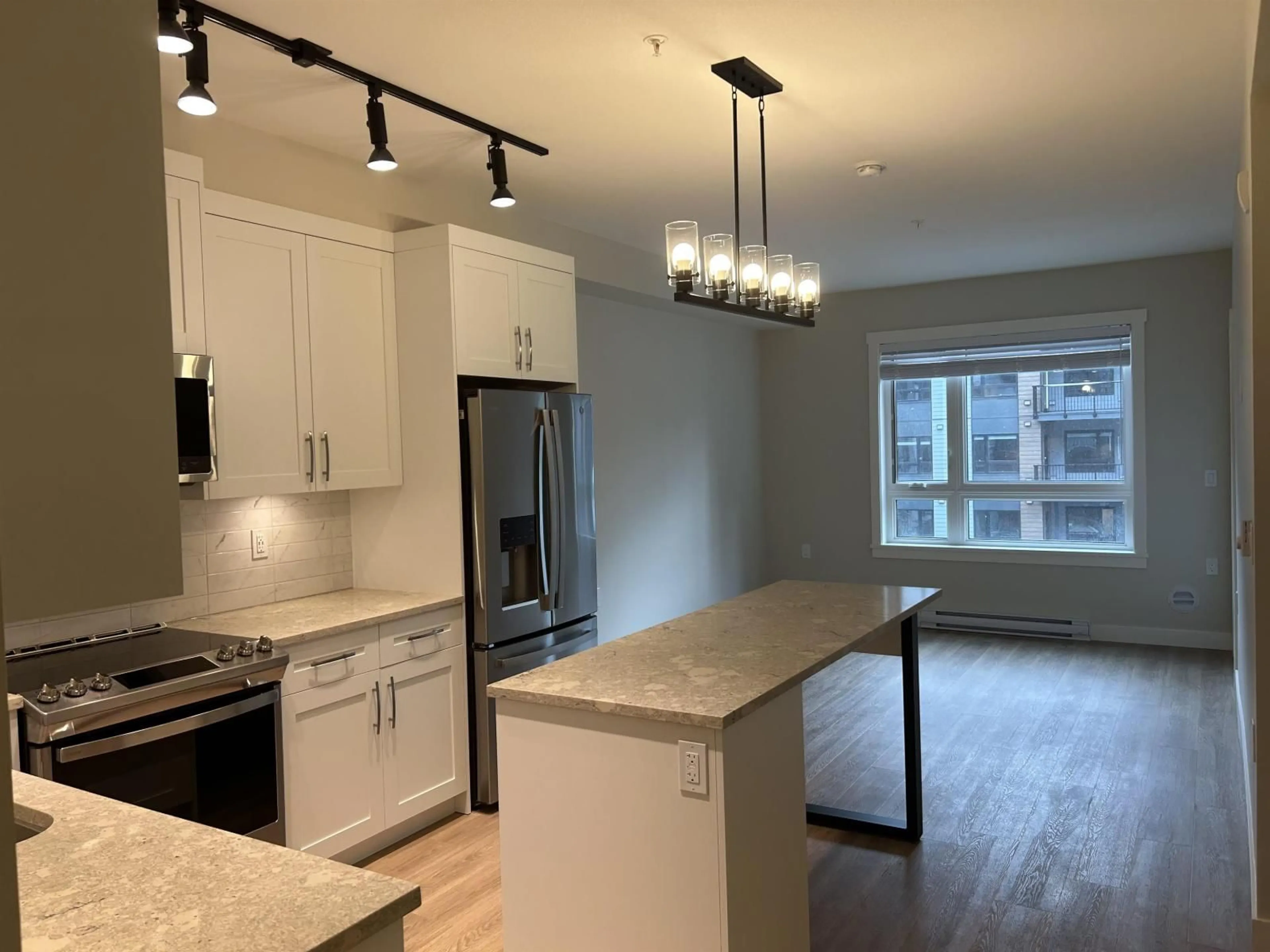 Open concept kitchen, wood/laminate floor for A333 - 8233 208B, Langley British Columbia V0V0V0