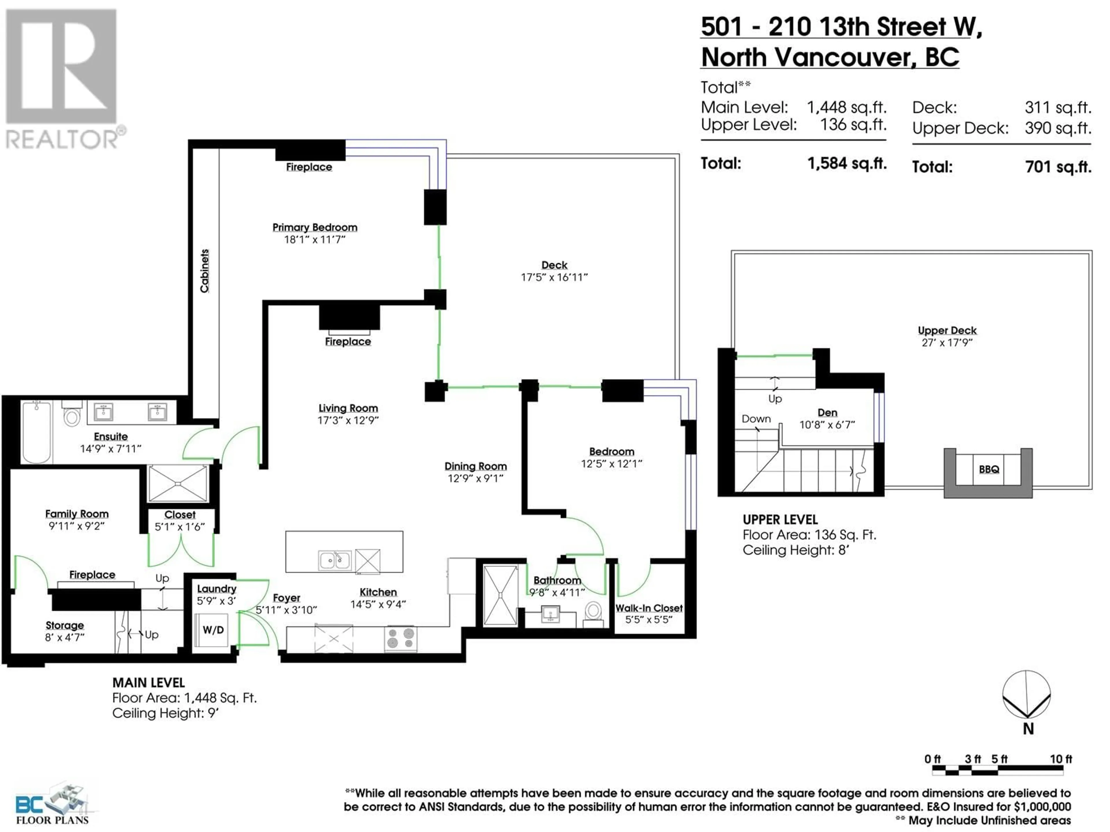 Floor plan for 501 - 210 13TH STREET, North Vancouver British Columbia V7M1N7