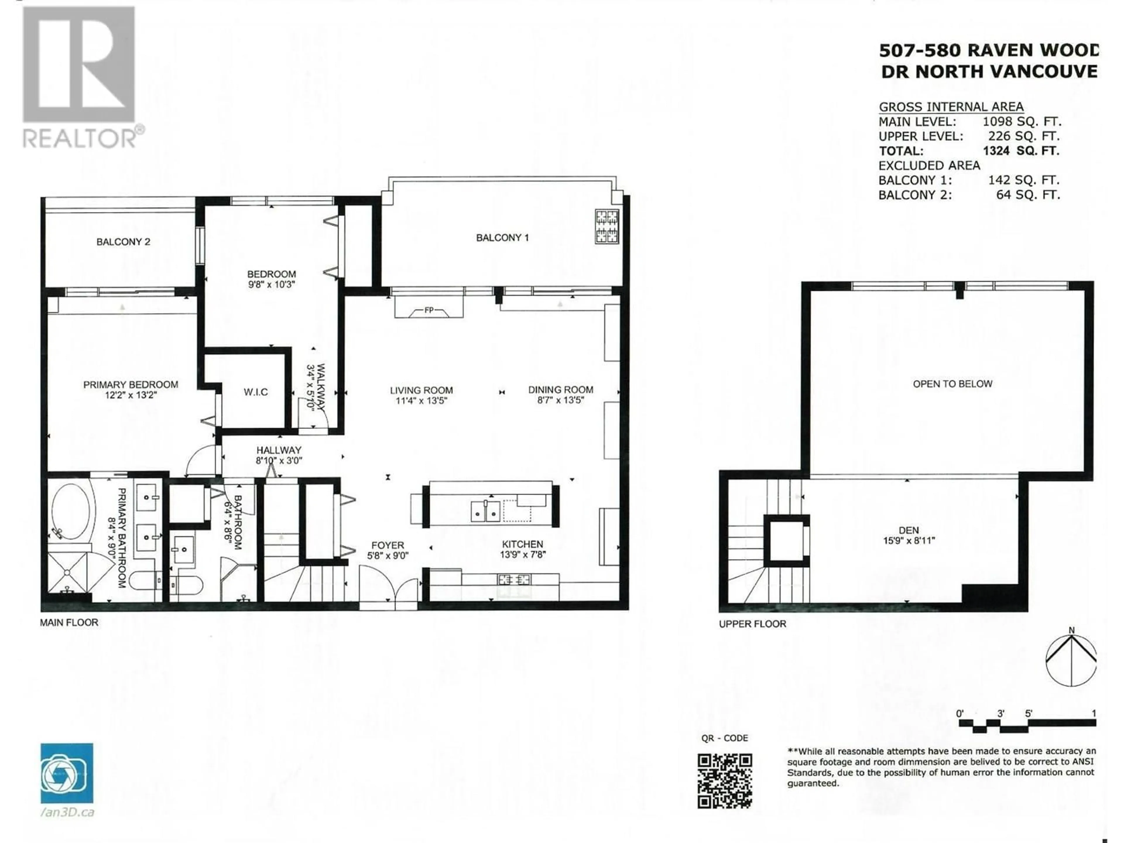 Floor plan for 507 - 580 RAVEN WOODS DRIVE, North Vancouver British Columbia V7G2T2
