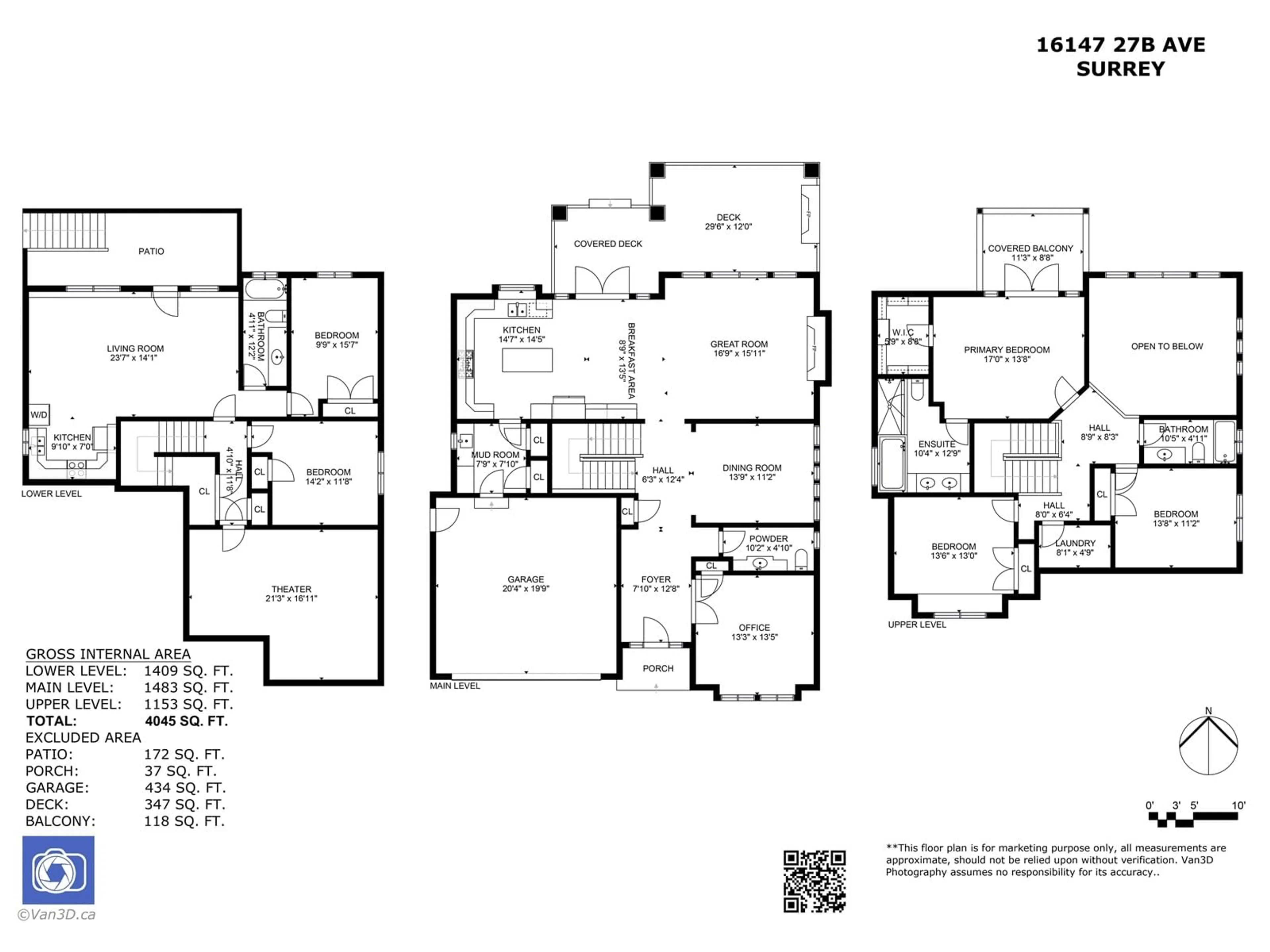 Floor plan for 16147 27B, Surrey British Columbia V3Z3W1