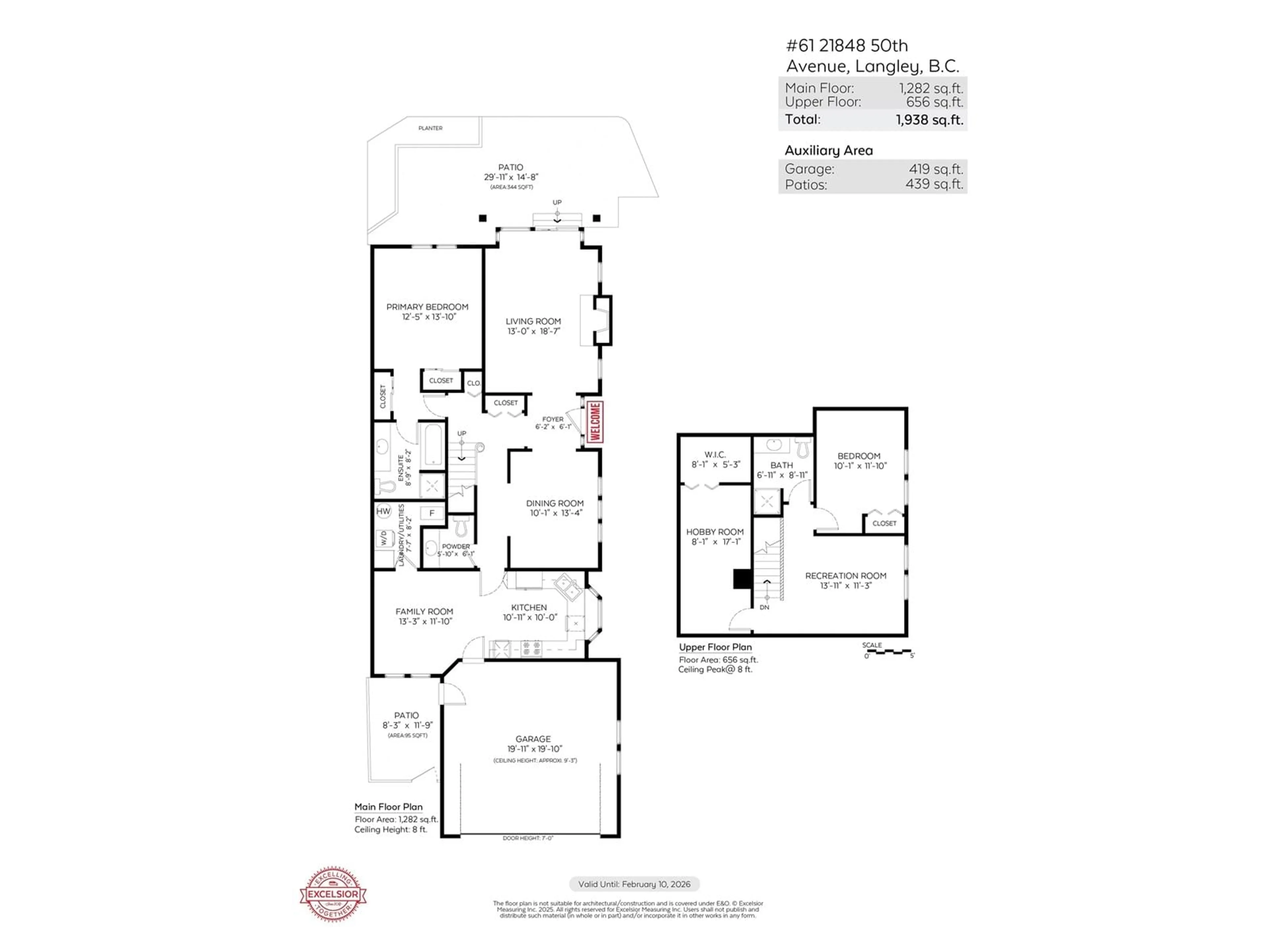 Floor plan for 61 - 21848 50, Langley British Columbia V3A8A9