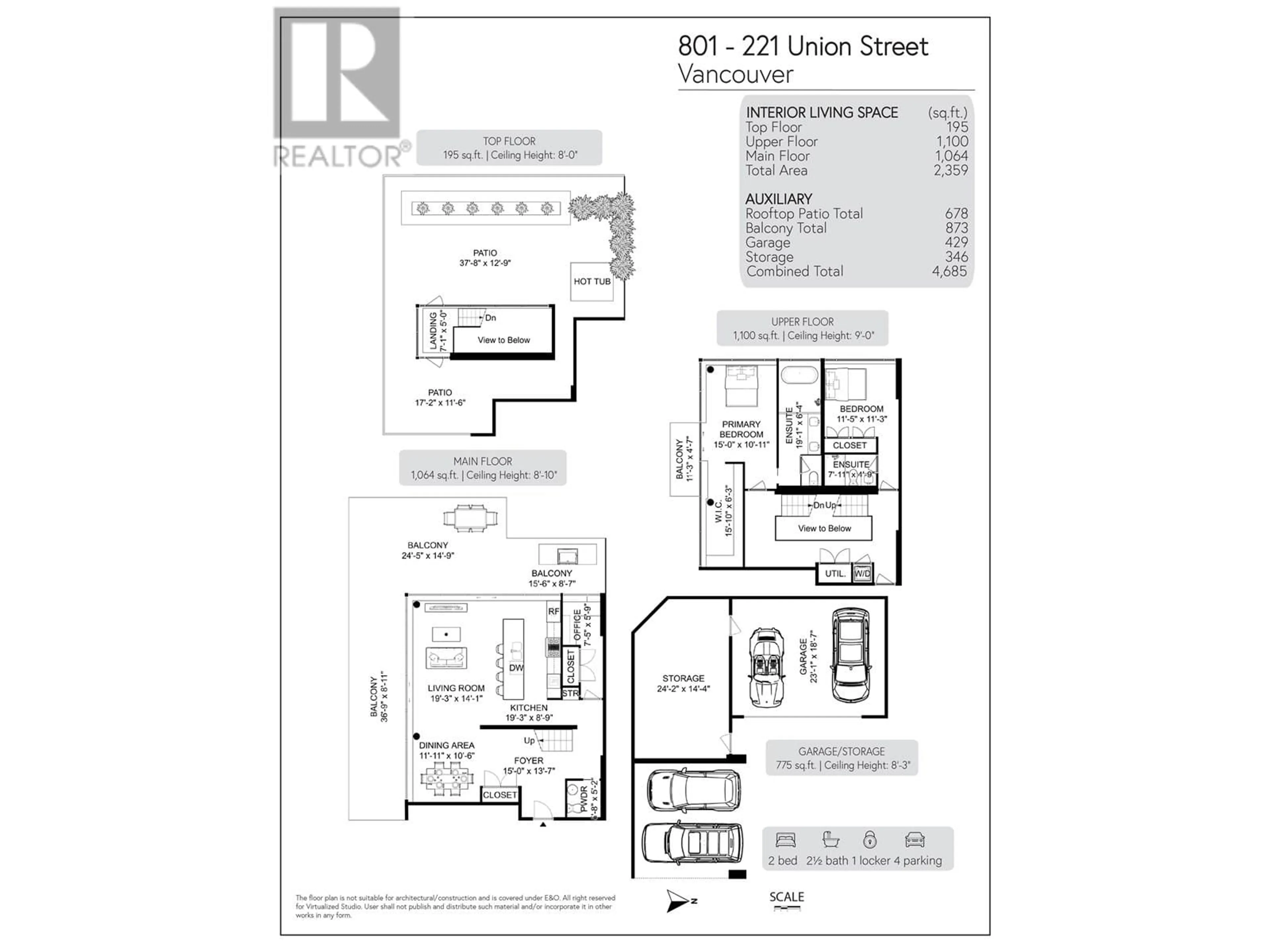 Floor plan for 801 - 221 UNION STREET, Vancouver British Columbia V6A0B4