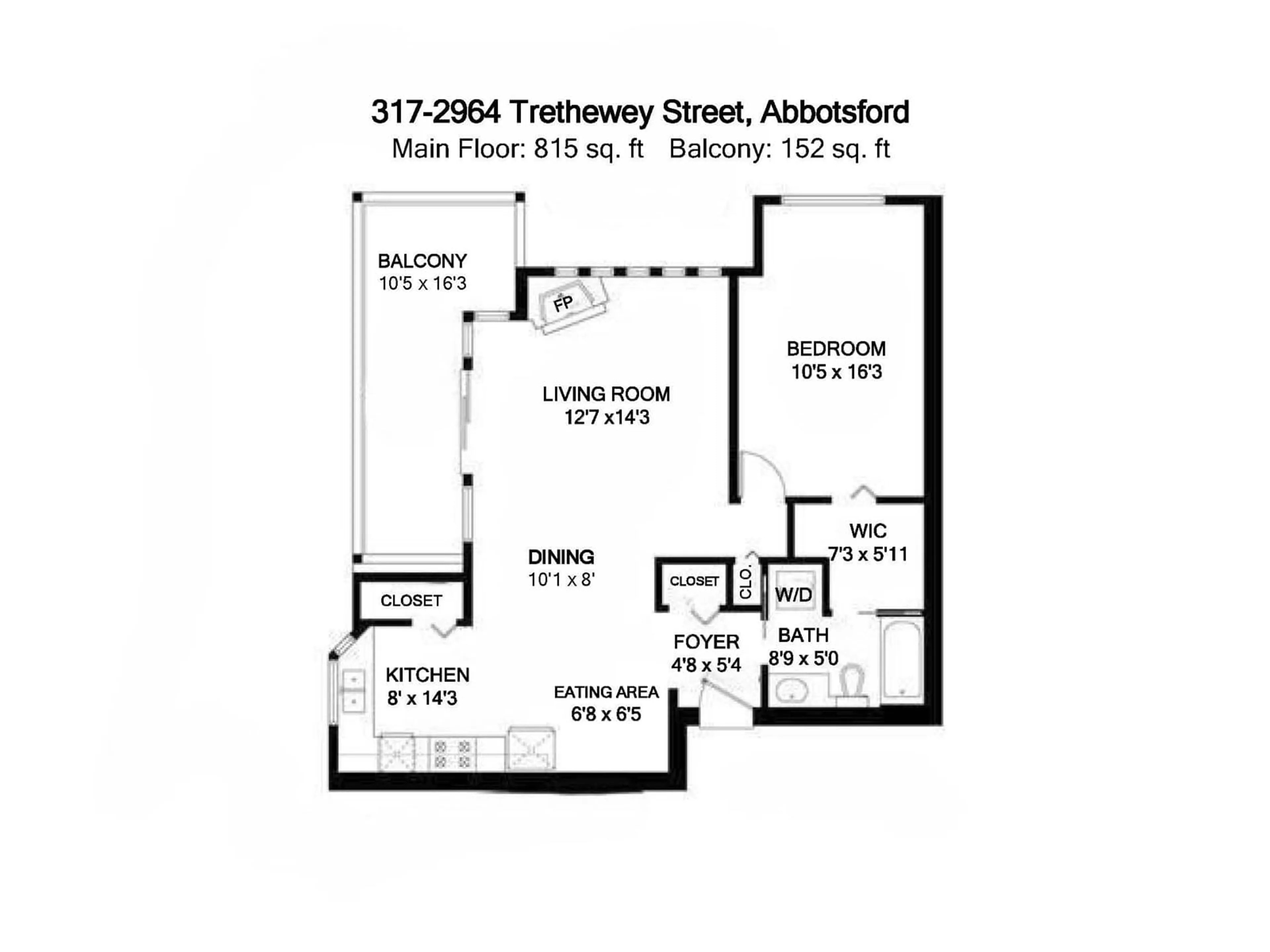 Floor plan for 317 - 2964 TRETHEWEY, Abbotsford British Columbia V2T6P4
