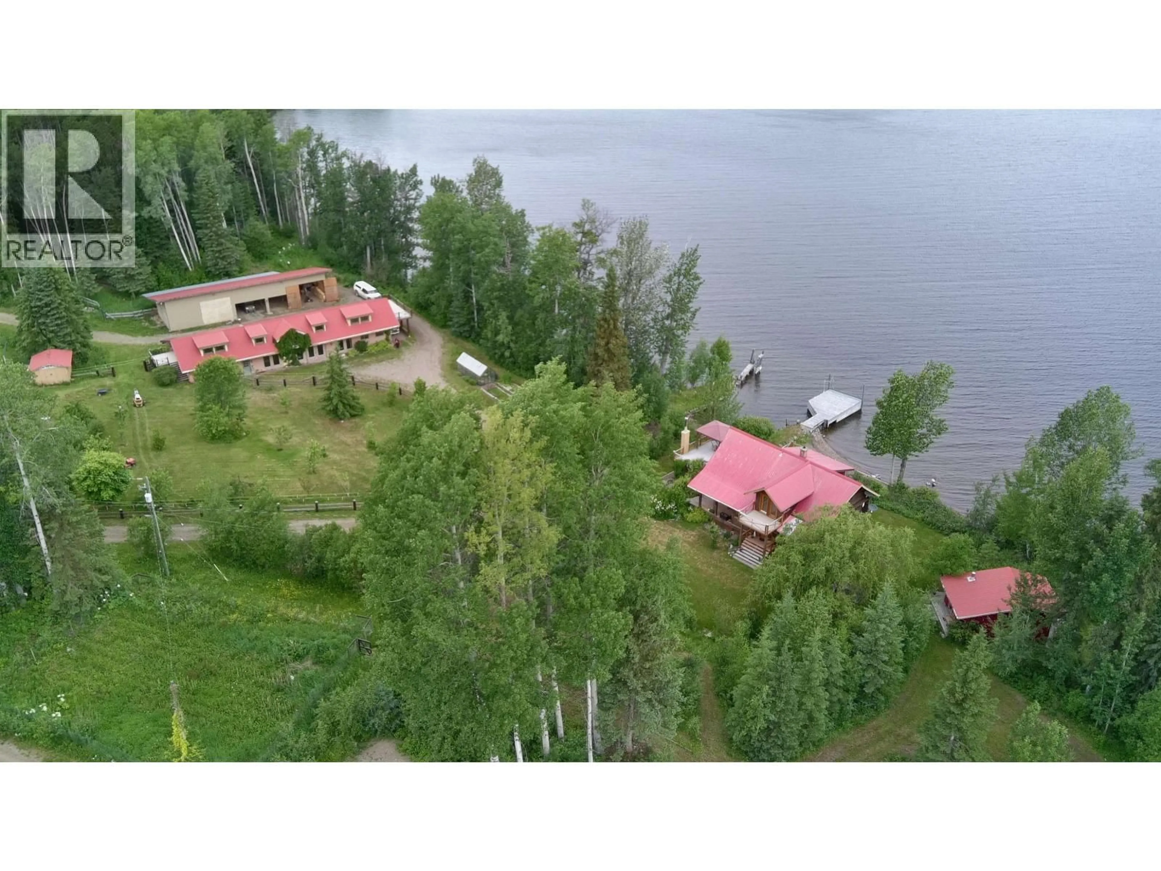 A pic from outside/outdoor area/front of a property/back of a property/a pic from drone, water/lake/river/ocean view for 23854 MUND ROAD, Burns Lake British Columbia V0J1E4