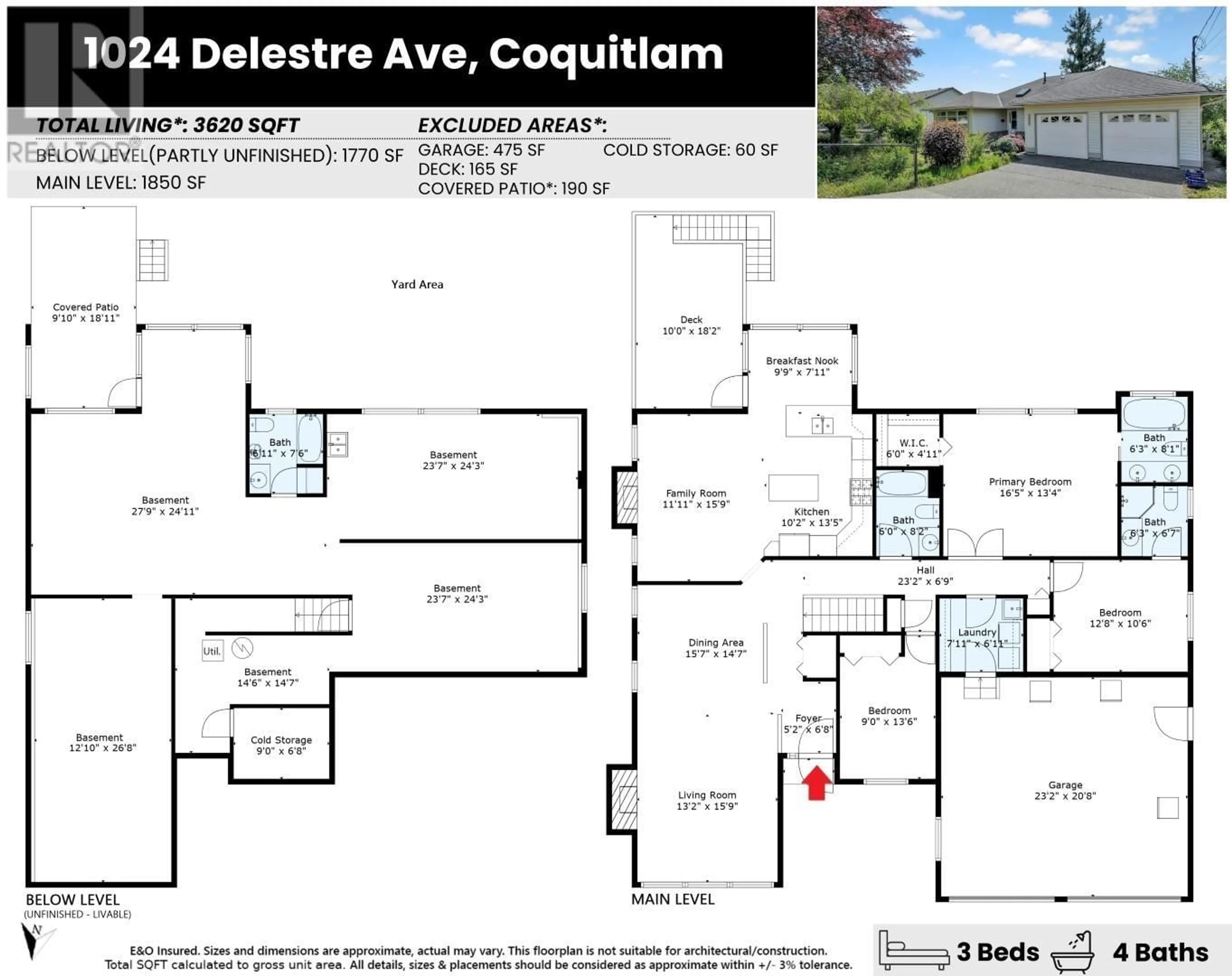 Floor plan for 1024 DELESTRE AVENUE, Coquitlam British Columbia V3K2G8