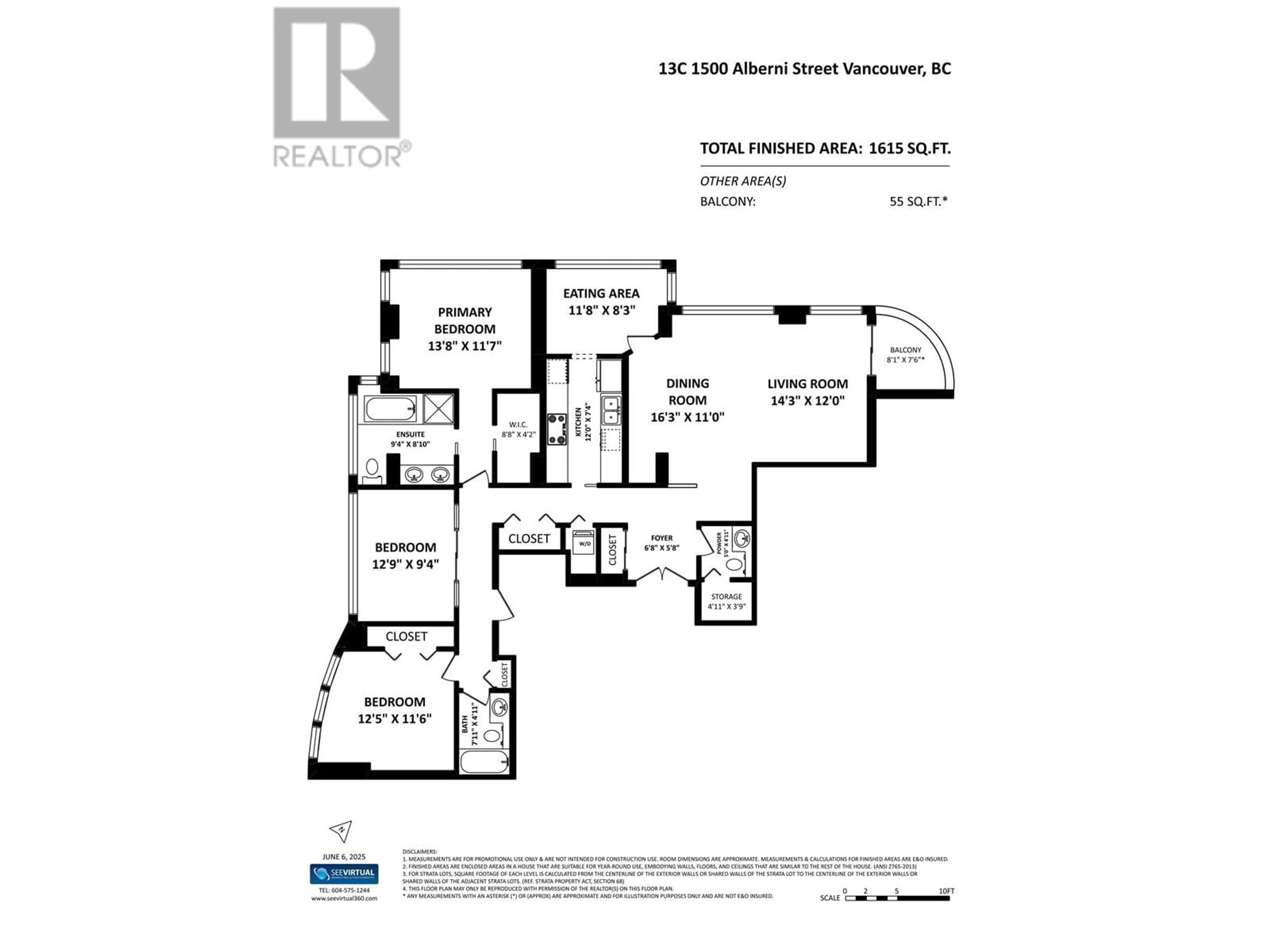 Floor plan for 13C - 1500 ALBERNI STREET, Vancouver British Columbia V6G3C9
