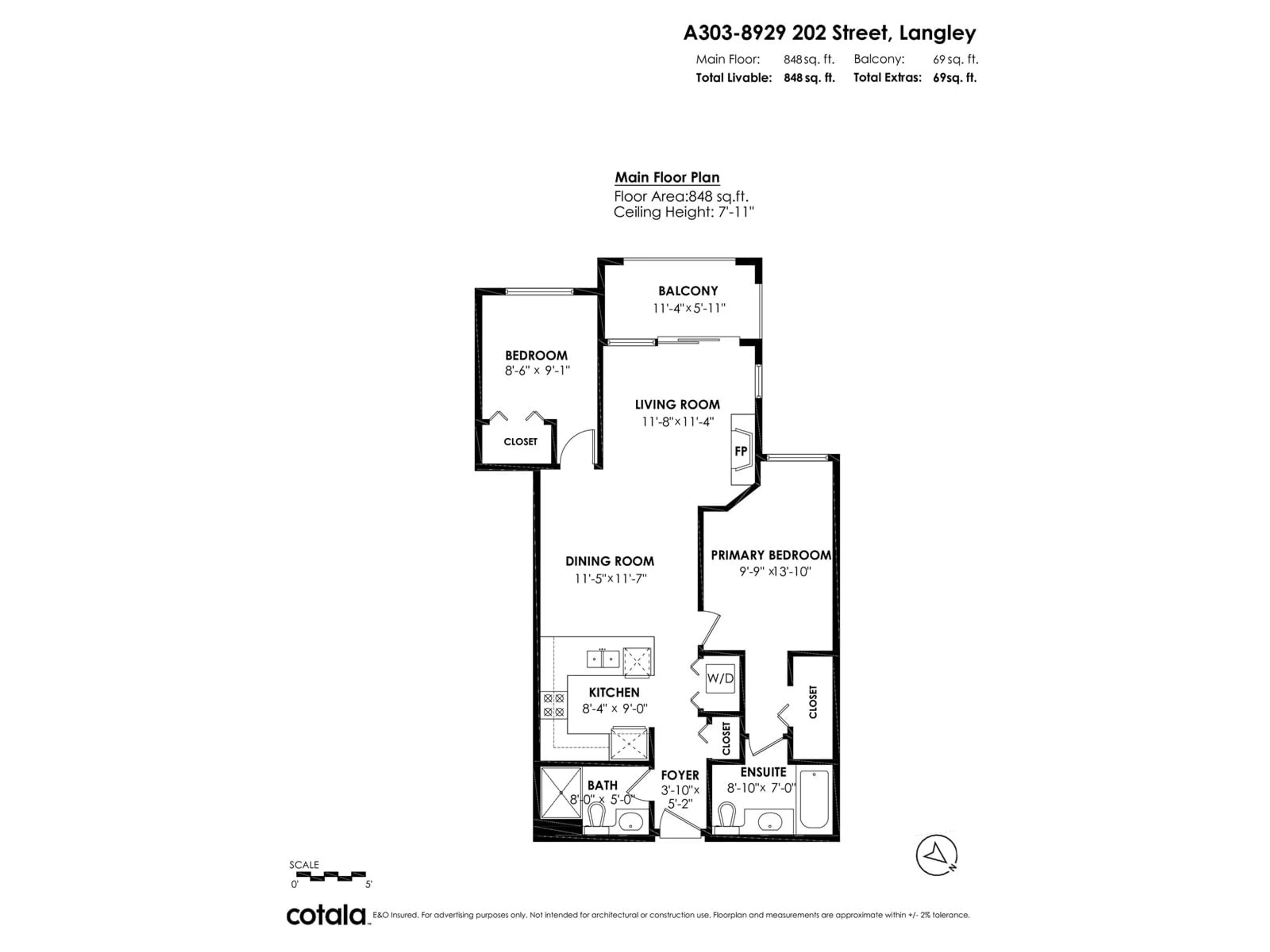 Floor plan for A303 - 8929 202, Langley British Columbia V1M0B4