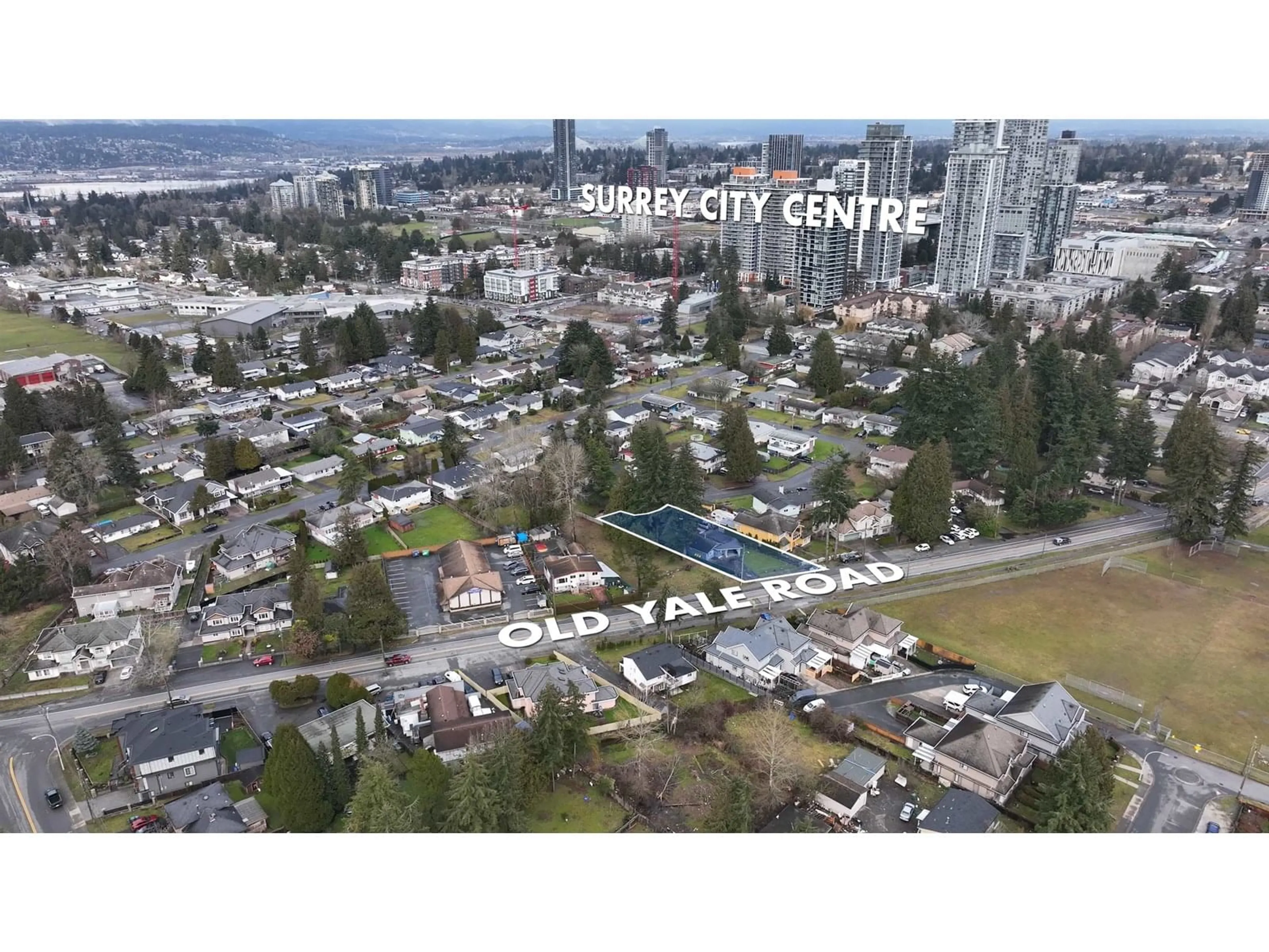 A pic from outside/outdoor area/front of a property/back of a property/a pic from drone, street for 13075 OLD YALE, Surrey British Columbia V3T3C3