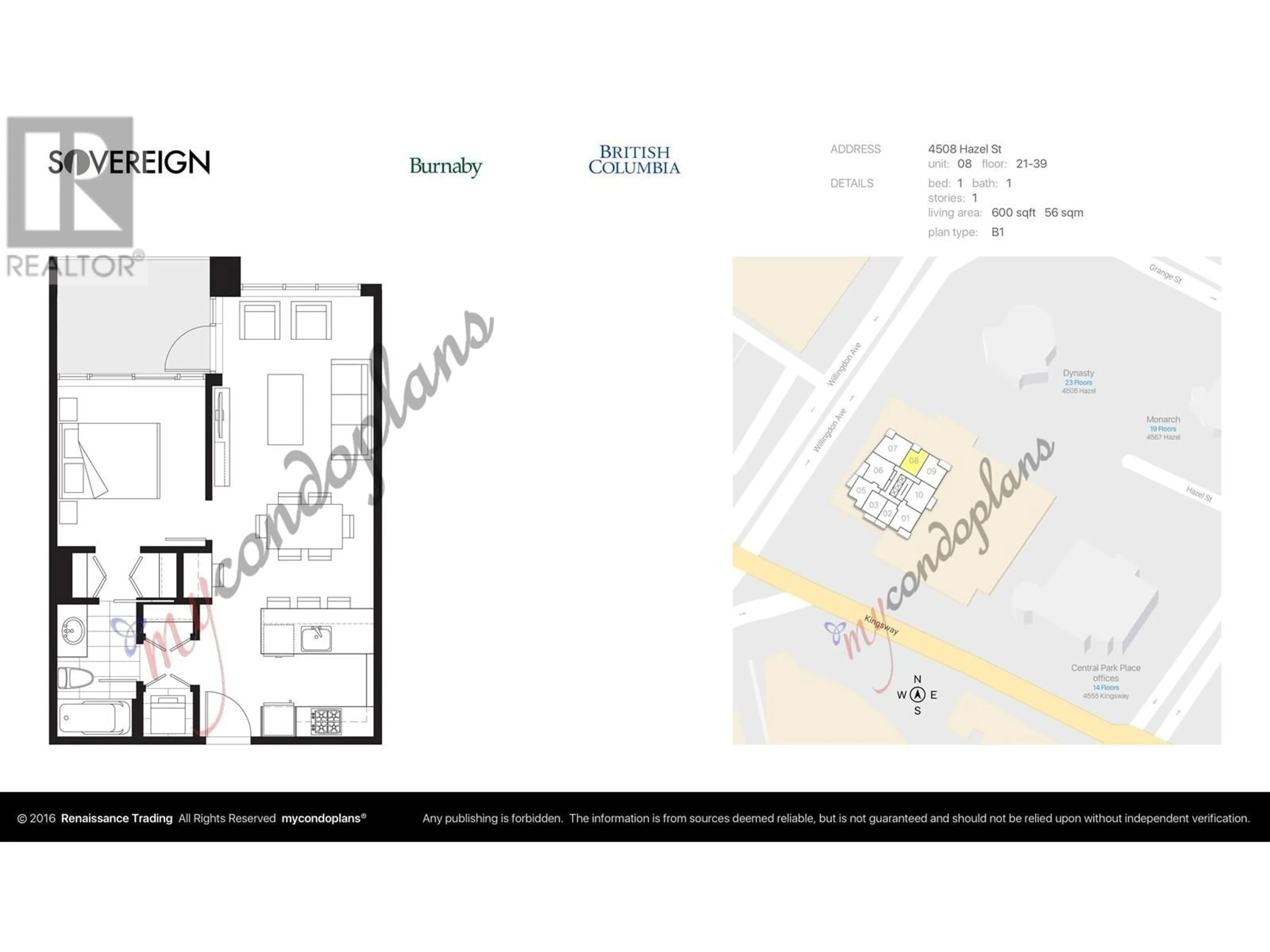 Floor plan for 2208 - 4508 HAZEL STREET, Burnaby British Columbia V5H0E4