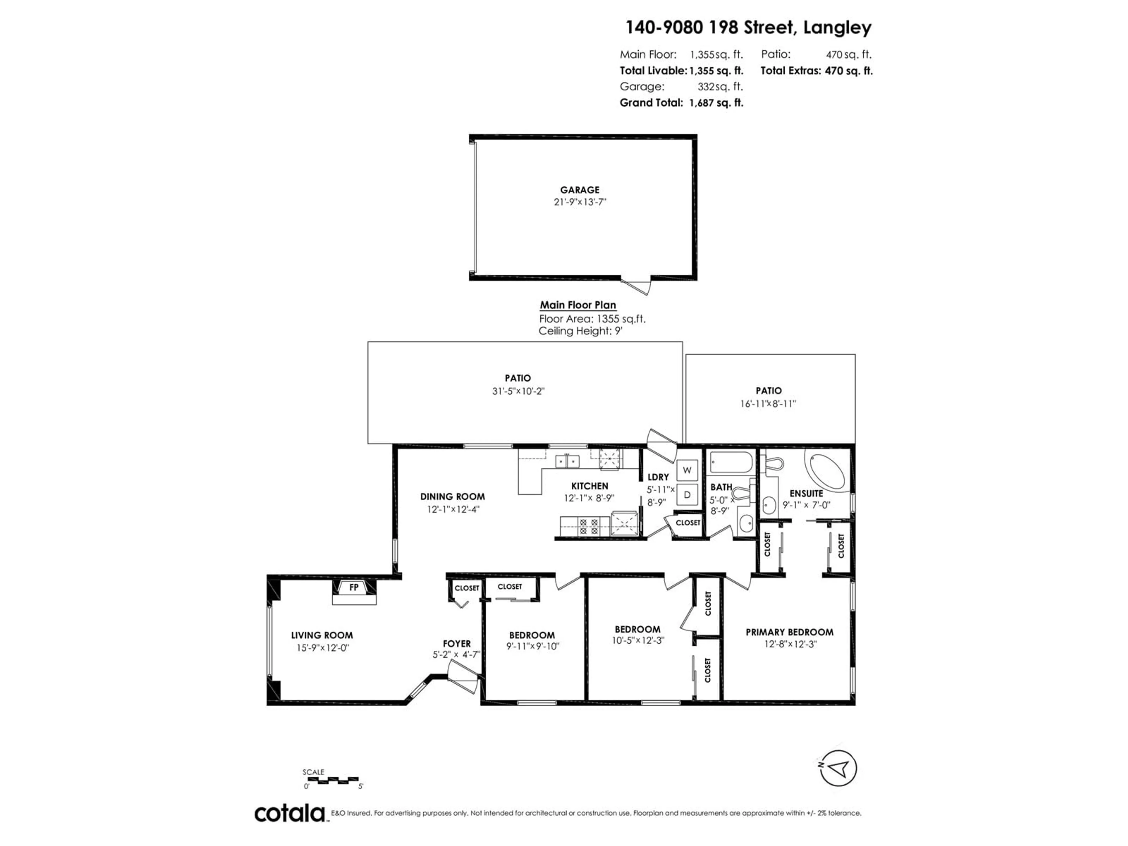 Floor plan for 140 - 9080 198, Langley British Columbia V1M3A8
