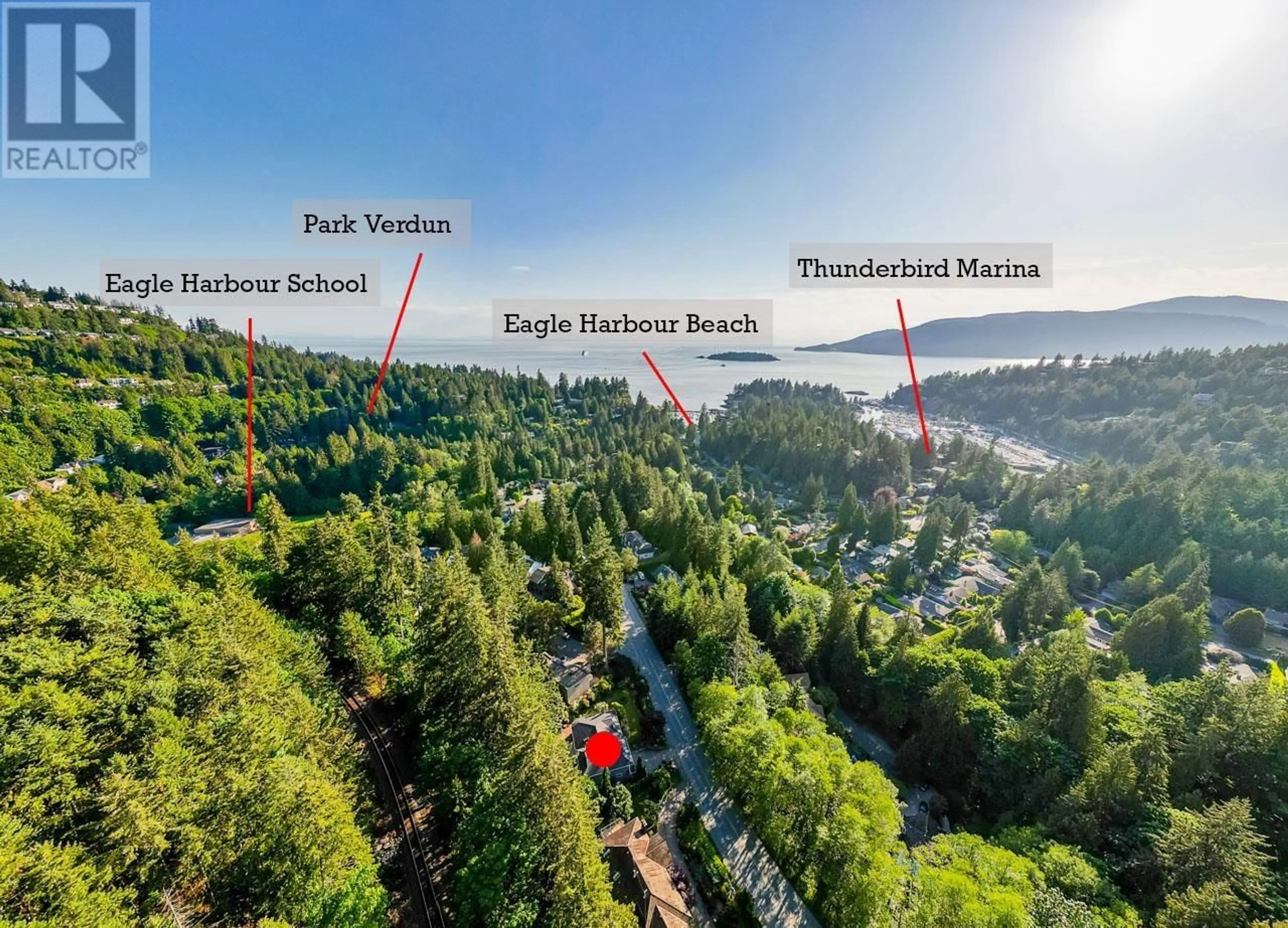 A pic from outside/outdoor area/front of a property/back of a property/a pic from drone, forest/trees view for 5685 WESTPORT ROAD, West Vancouver British Columbia V7W1V3