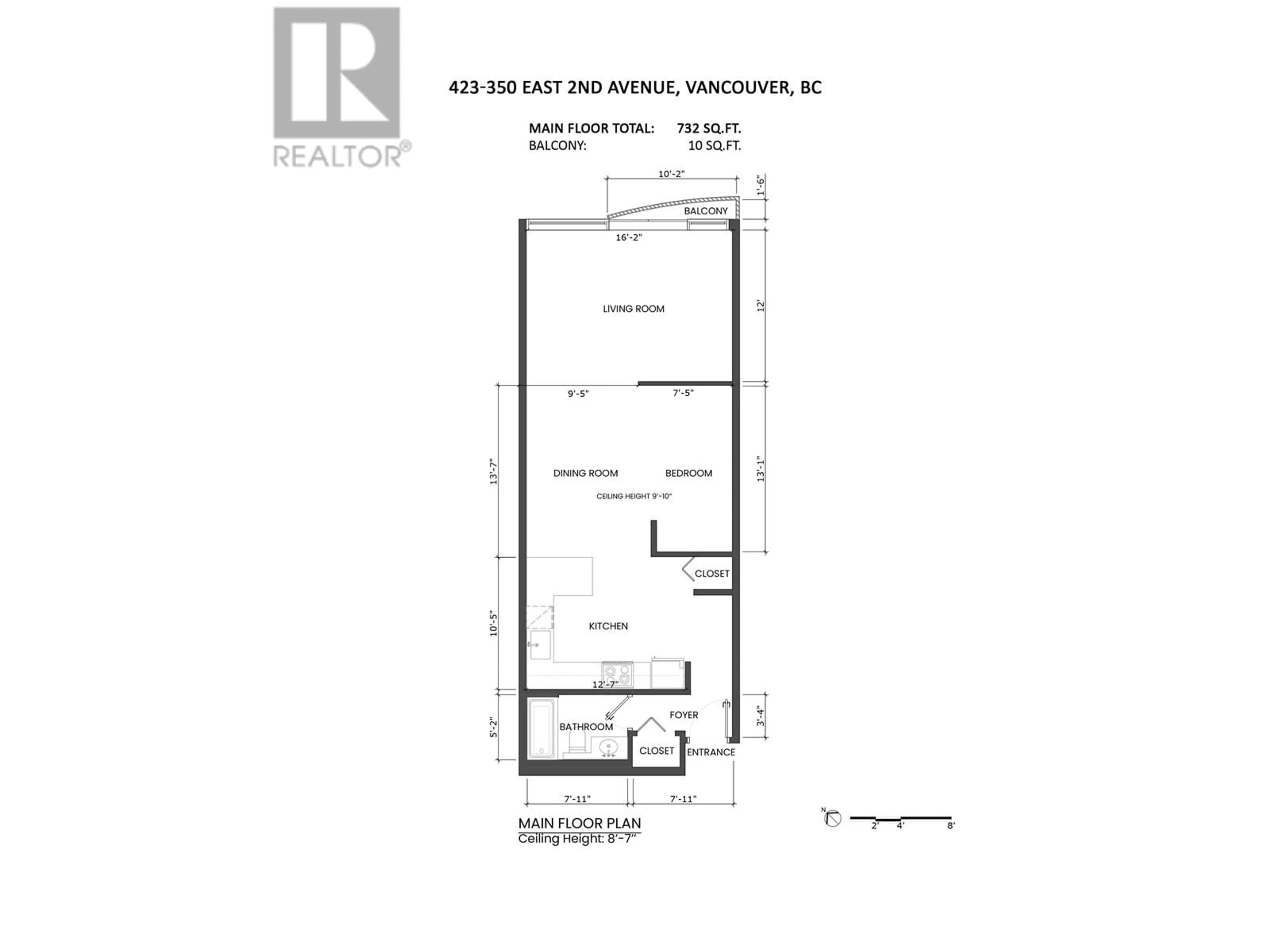 Floor plan for 423 - 350 2ND AVENUE, Vancouver British Columbia V5T4R8