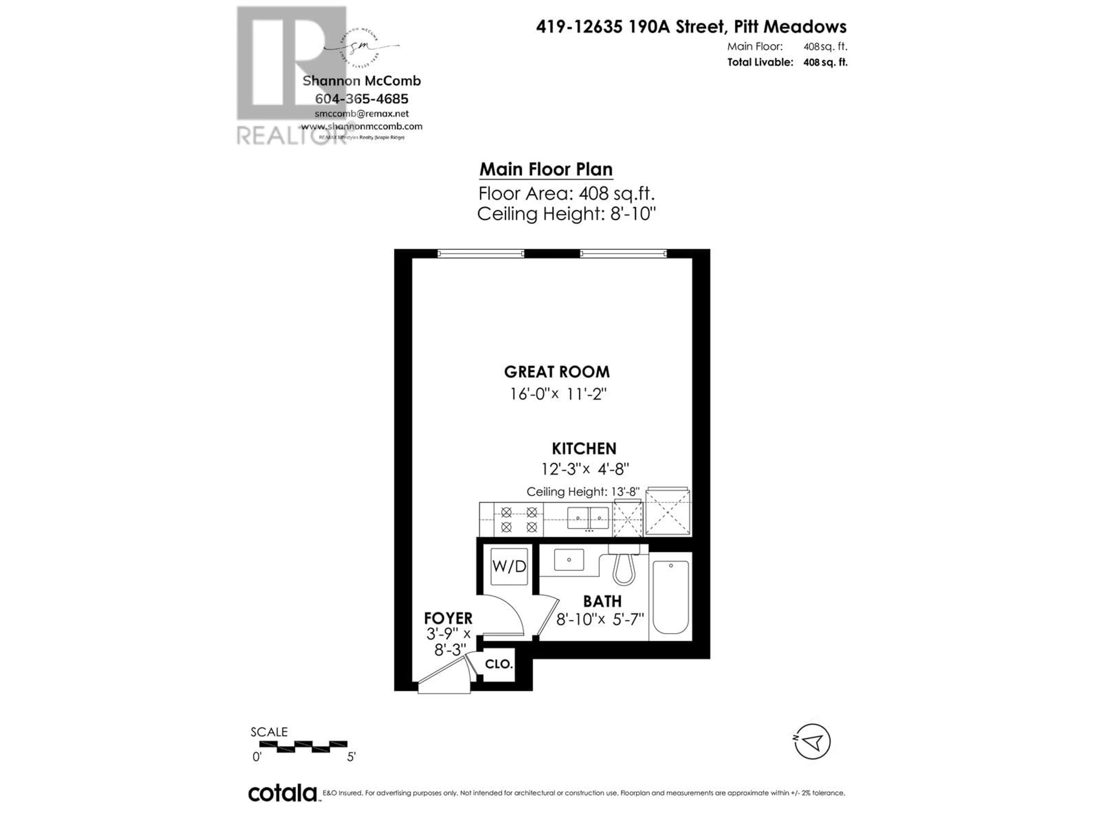 Floor plan for 419 - 12635 190A STREET, Pitt Meadows British Columbia V3Y0E8