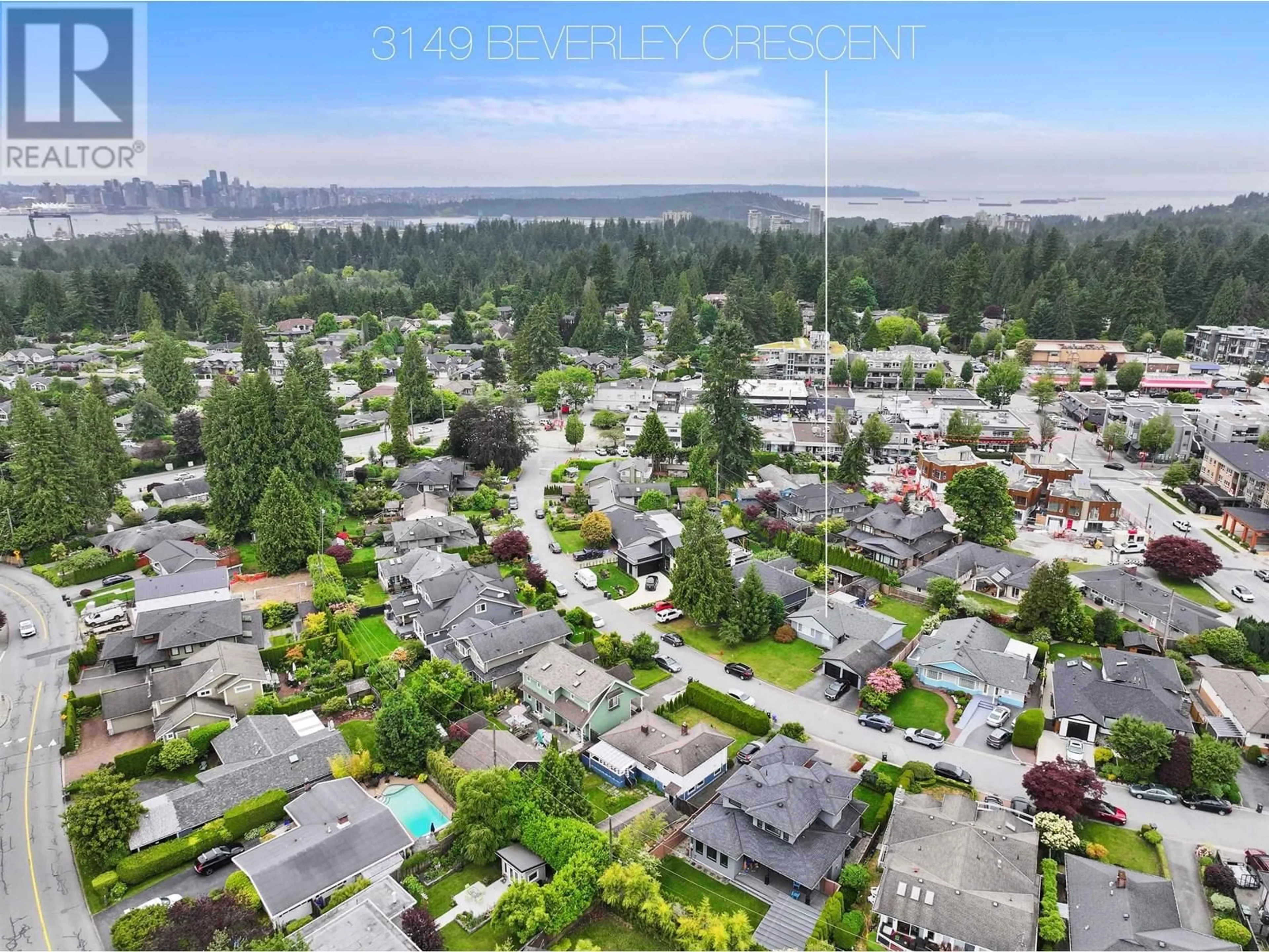 A pic from outside/outdoor area/front of a property/back of a property/a pic from drone, street for 3149 BEVERLEY CRESCENT, North Vancouver British Columbia V7R2W4