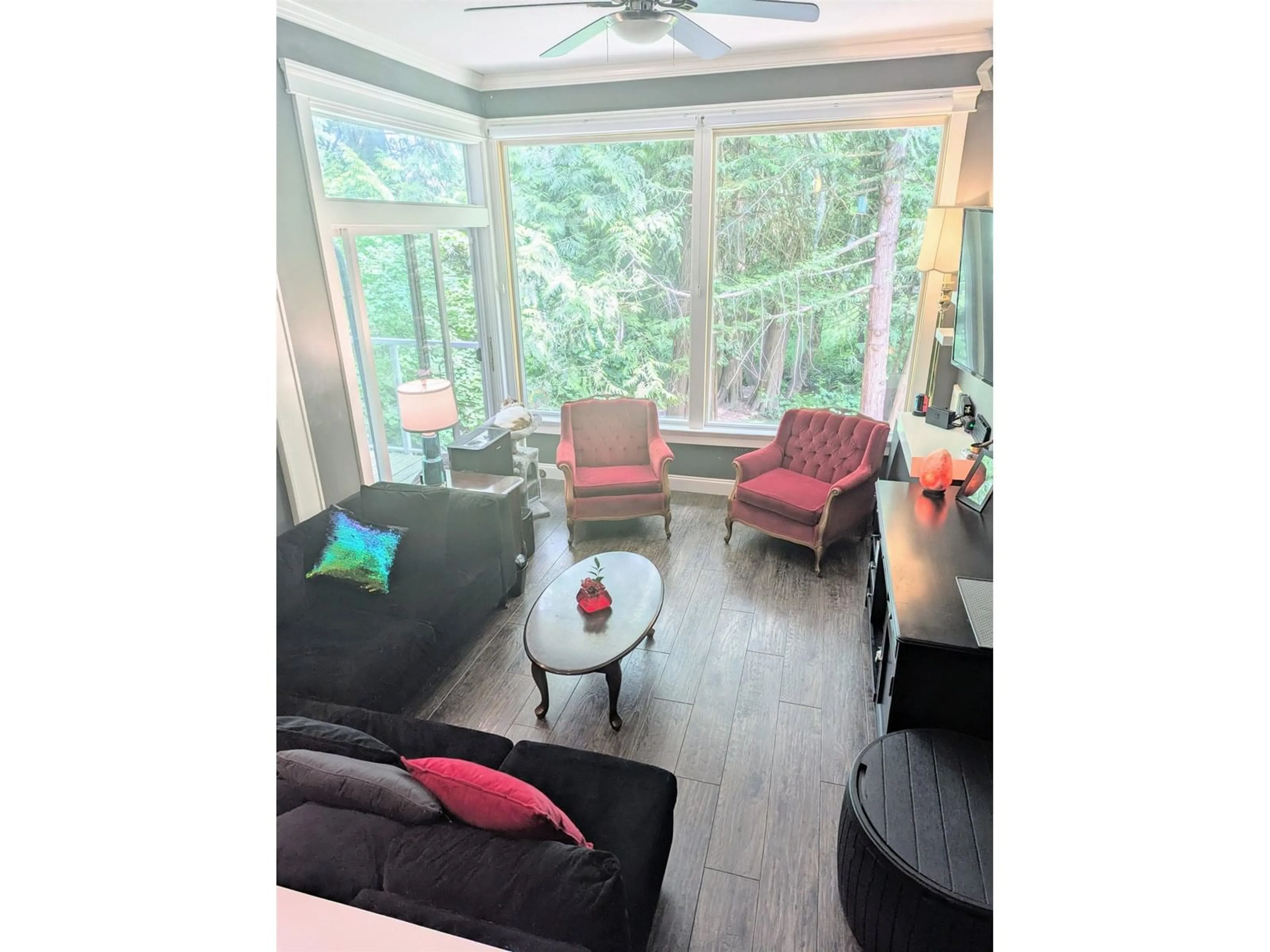 Living room with furniture, wood/laminate floor for 31 - 20155 50, Langley British Columbia V3A6R8