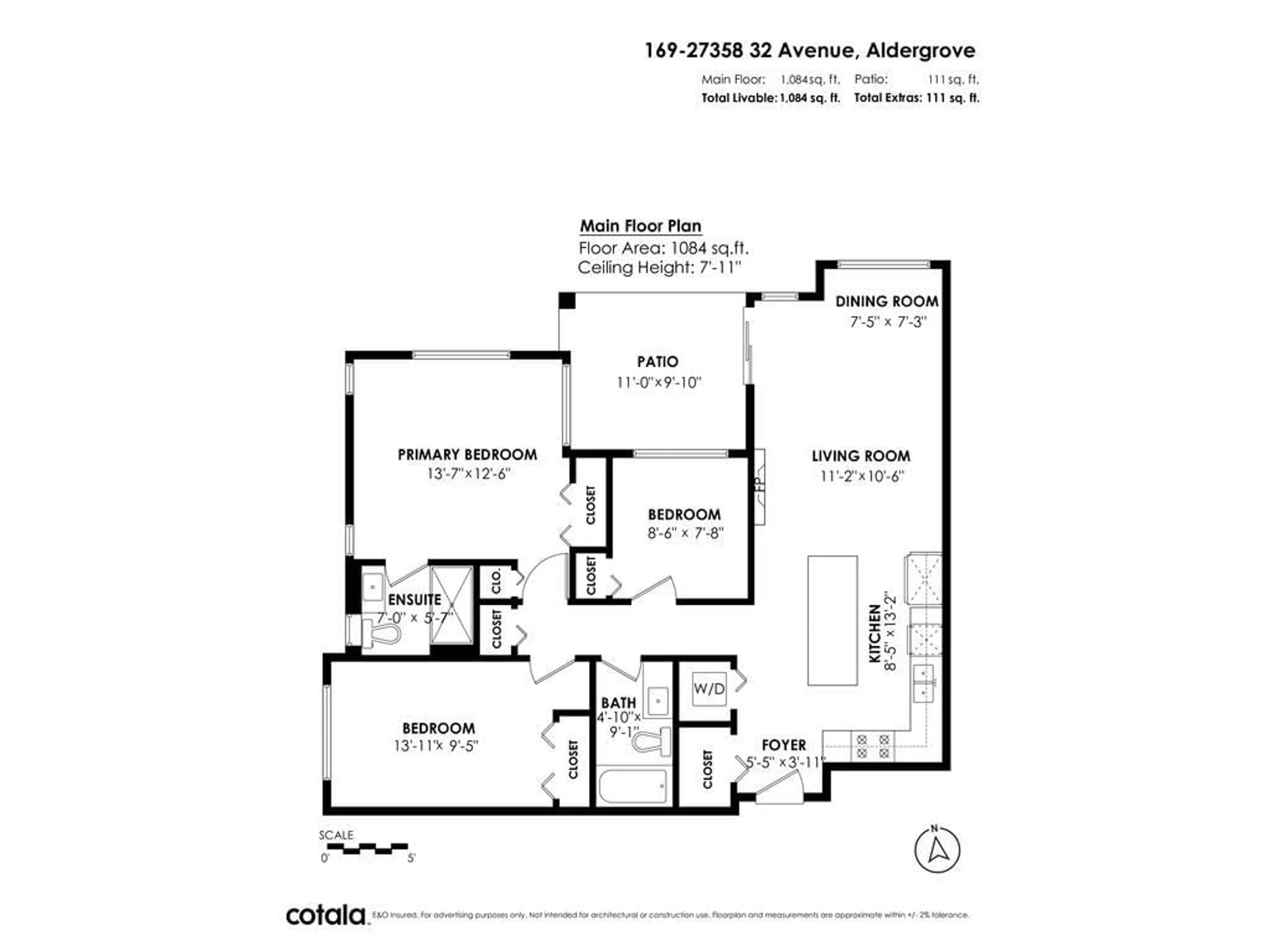 Floor plan for 169 - 27358 32, Langley British Columbia V4W0C8
