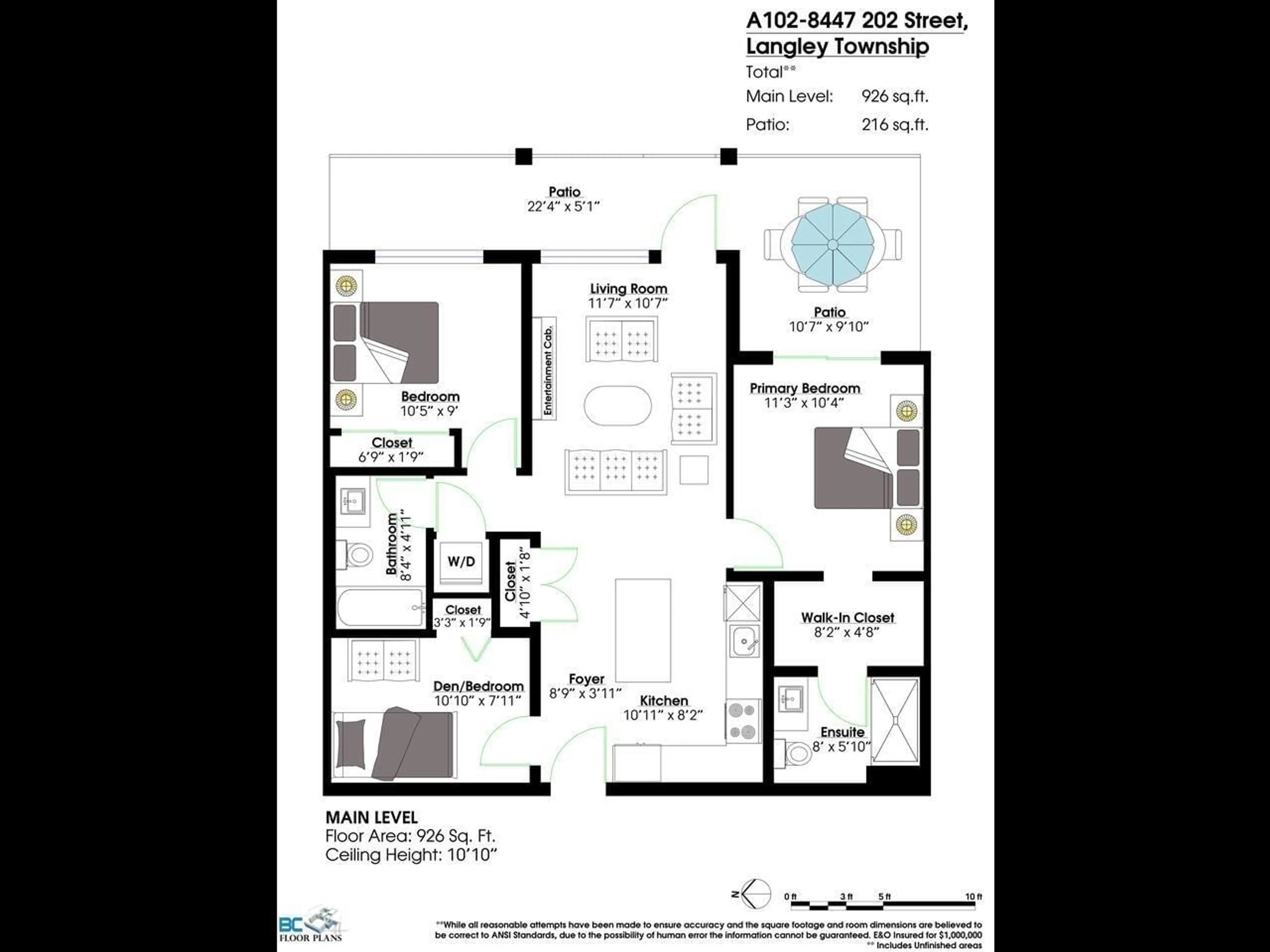 Floor plan for A102 - 8447 202, Langley British Columbia V2Y2B7